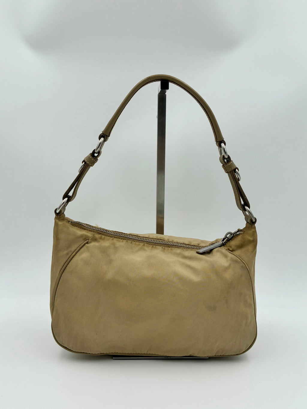 Preloved | Prada Nylon Skuldertaske i Beige Nylon Prada