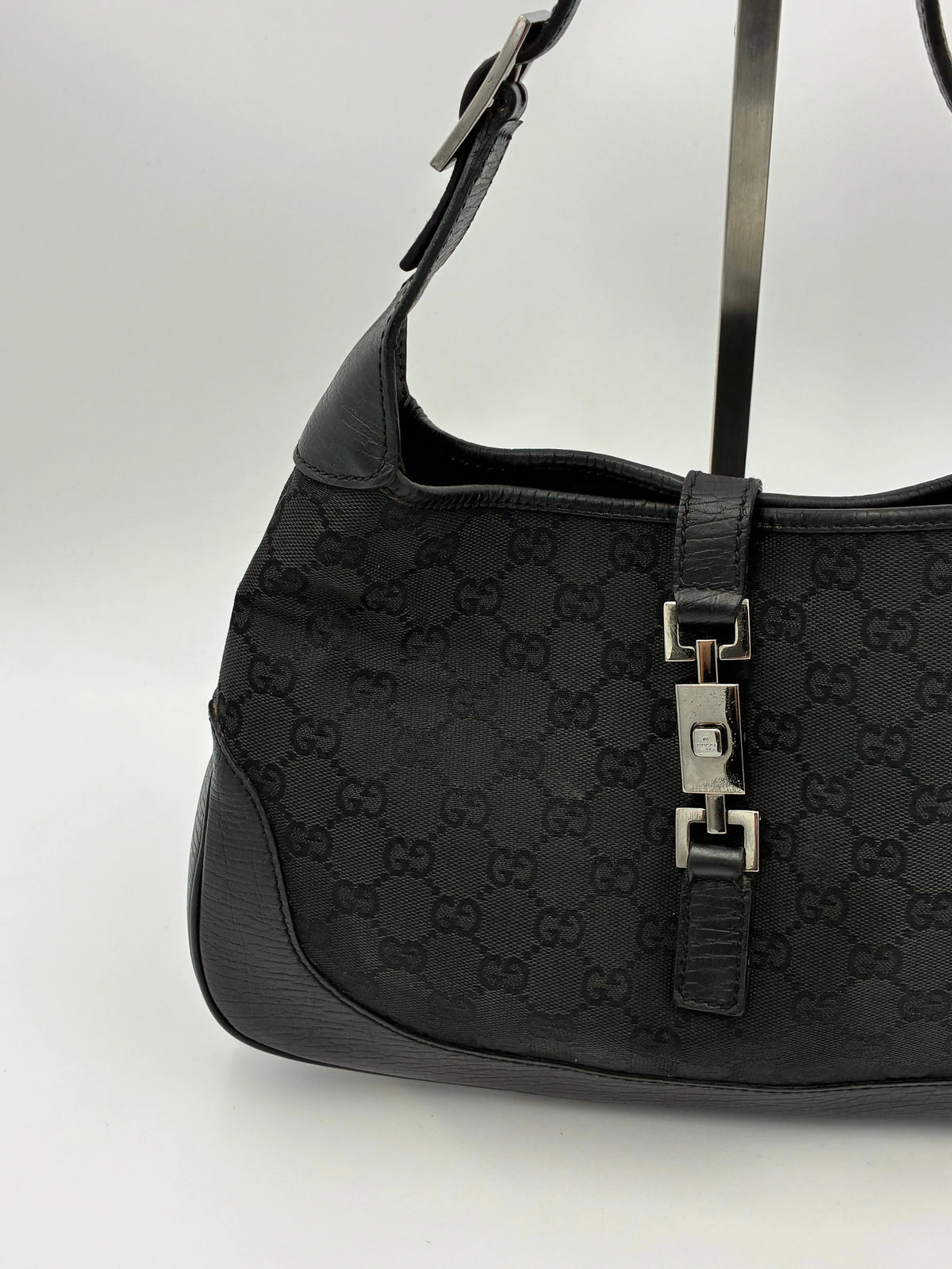 Preloved | Gucci GG Monogram Jackie Skuldertaske i Sort Canvas Gucci