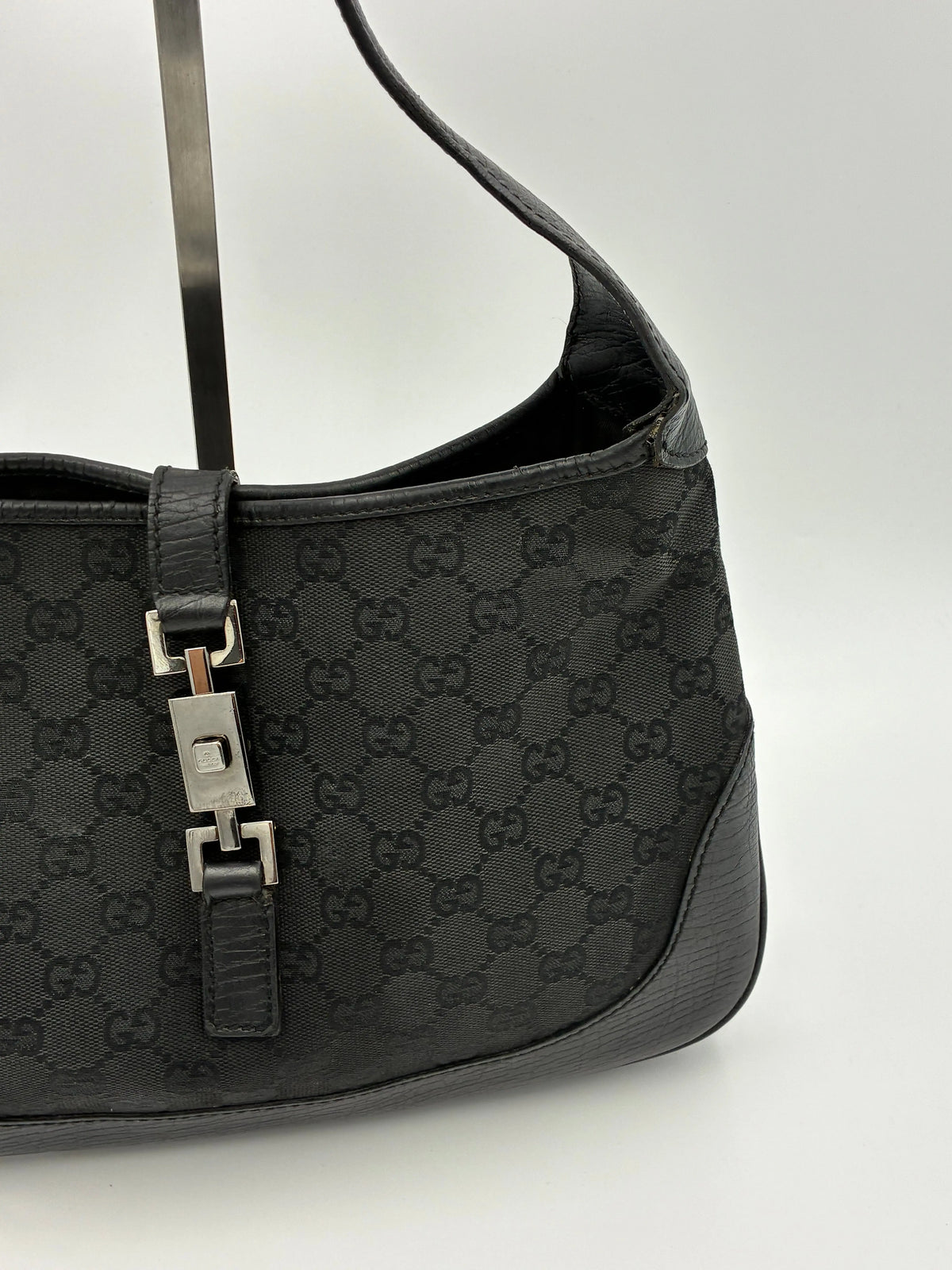 Preloved | Gucci GG Monogram Jackie Skuldertaske i Sort Canvas Gucci