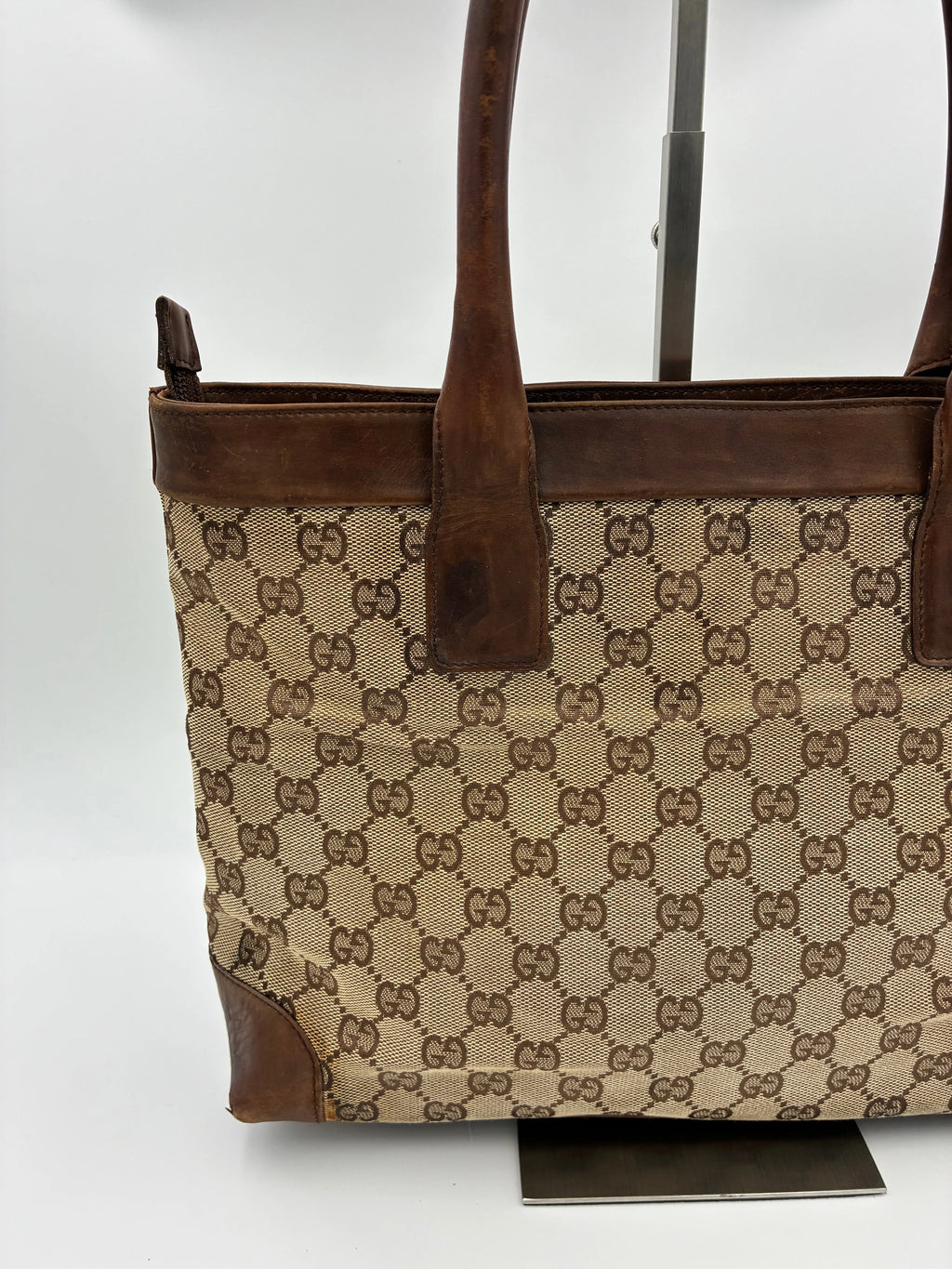 Preloved | Gucci GG Monogram Totebag Håndtaske i Brun Canvas 1 Gucci