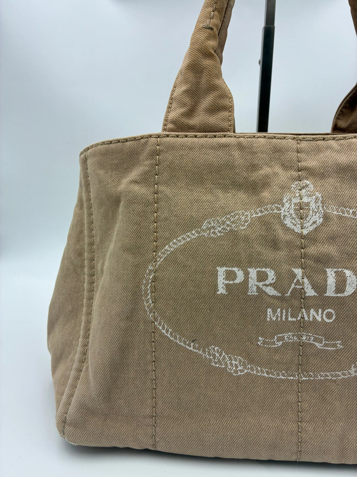 Preloved | Prada Canapa Totebag Håndtaske i Beige Canvas Prada
