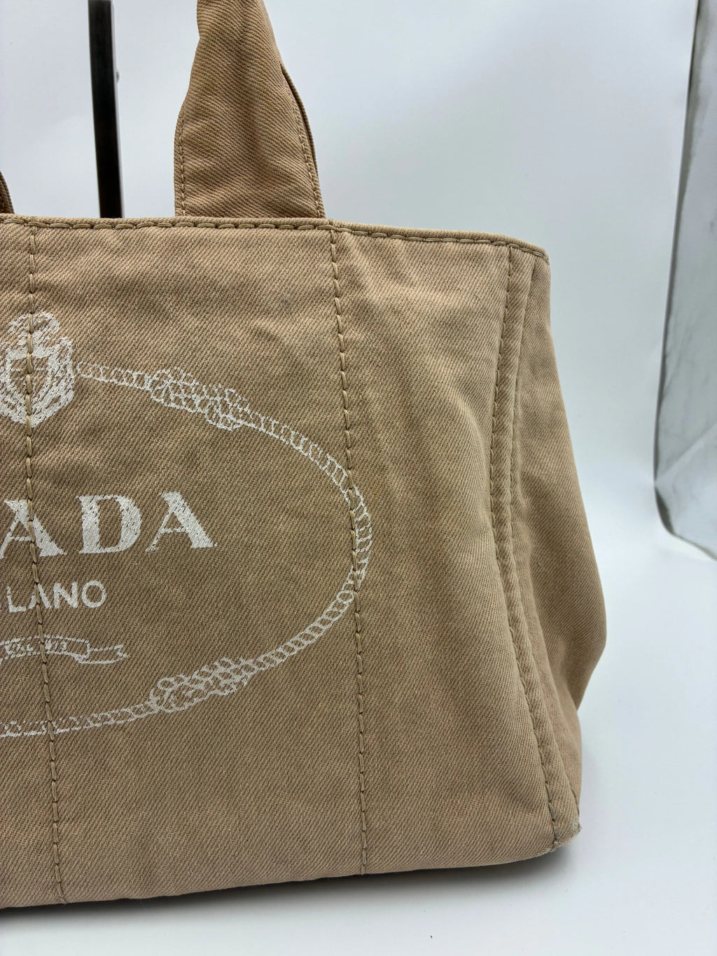 Preloved | Prada Canapa Totebag Håndtaske i Beige Canvas Prada