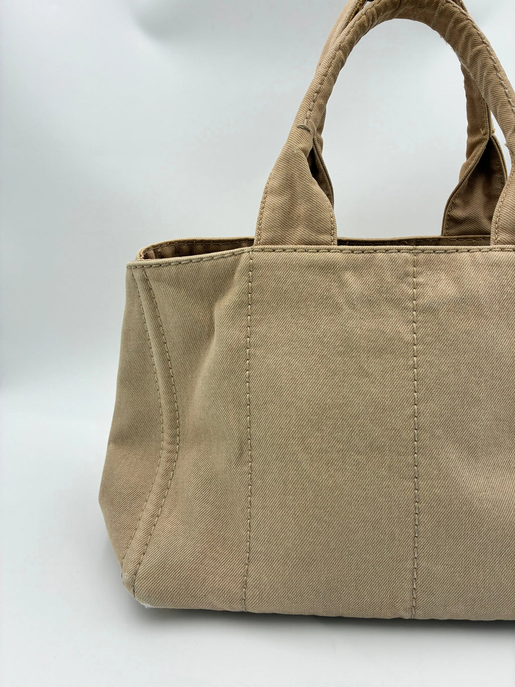 Preloved | Prada Canapa Totebag Håndtaske i Beige Canvas Prada