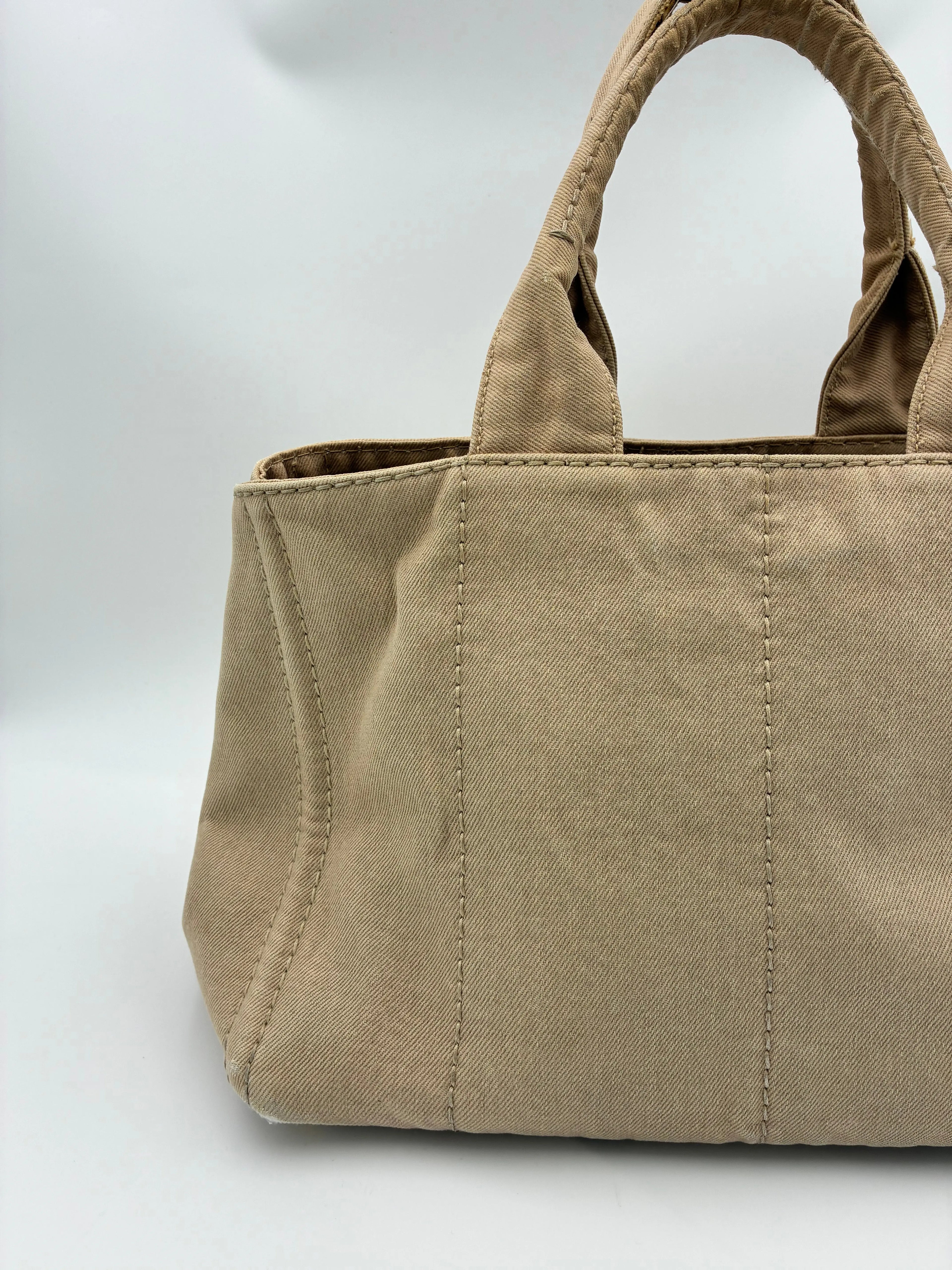 Preloved | Prada Canapa Totebag Håndtaske i Beige Canvas Prada