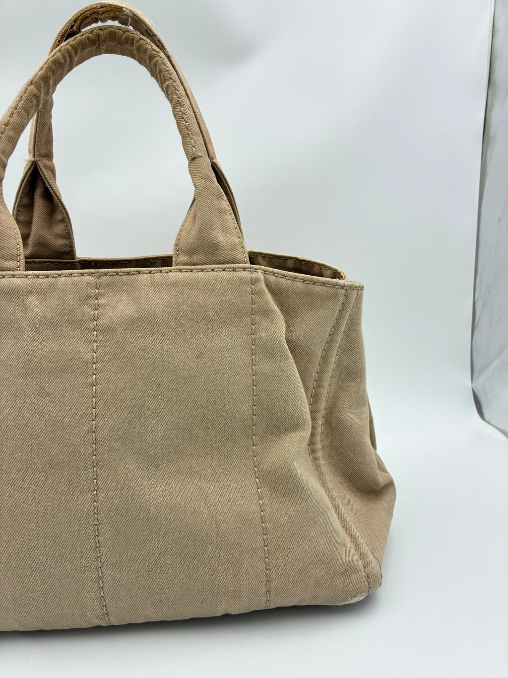 Preloved | Prada Canapa Totebag Håndtaske i Beige Canvas Prada