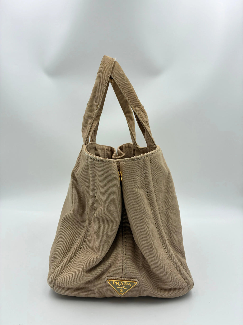 Preloved | Prada Canapa Totebag Håndtaske i Beige Canvas Prada