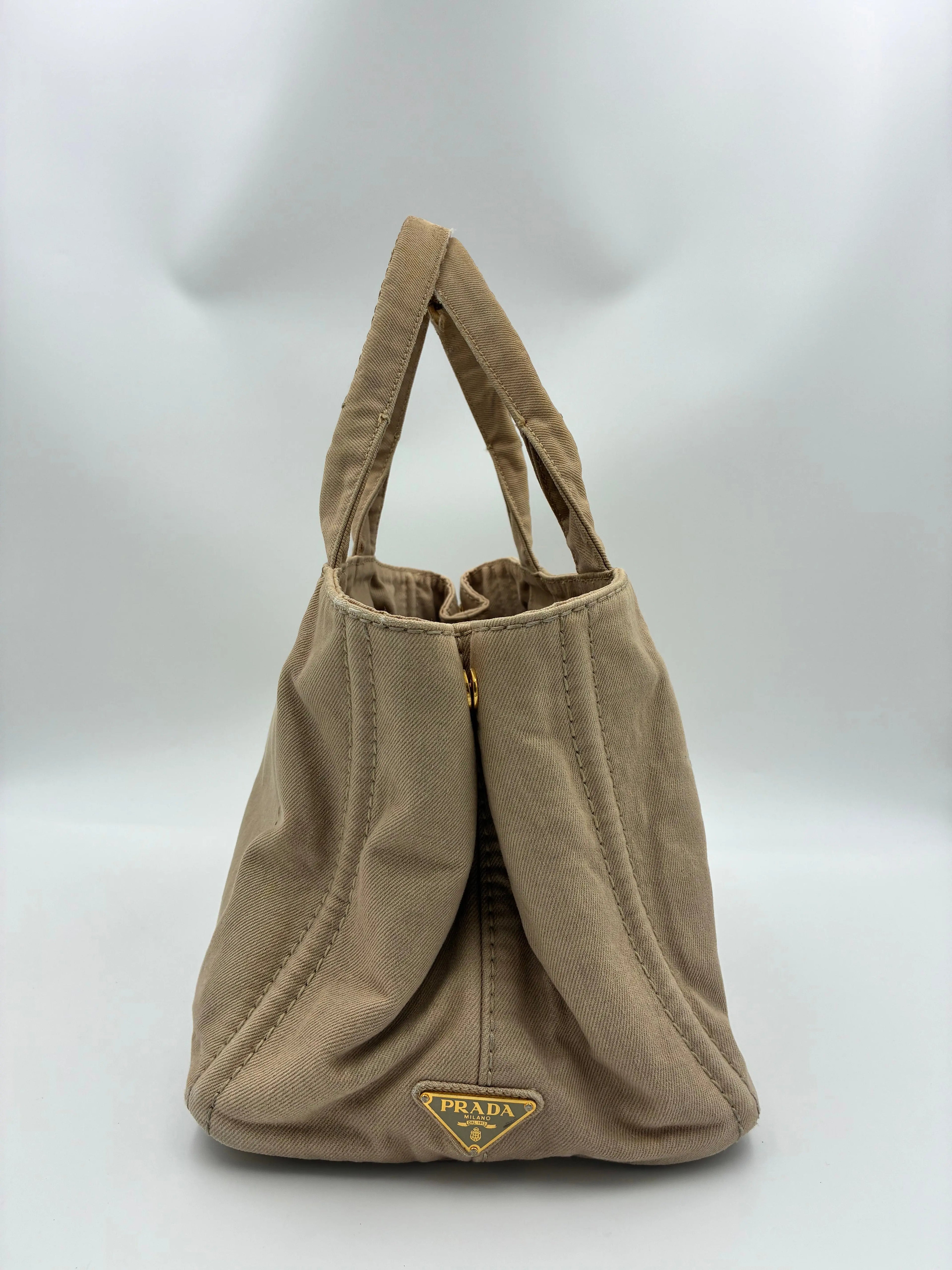 Preloved | Prada Canapa Totebag Håndtaske i Beige Canvas Prada