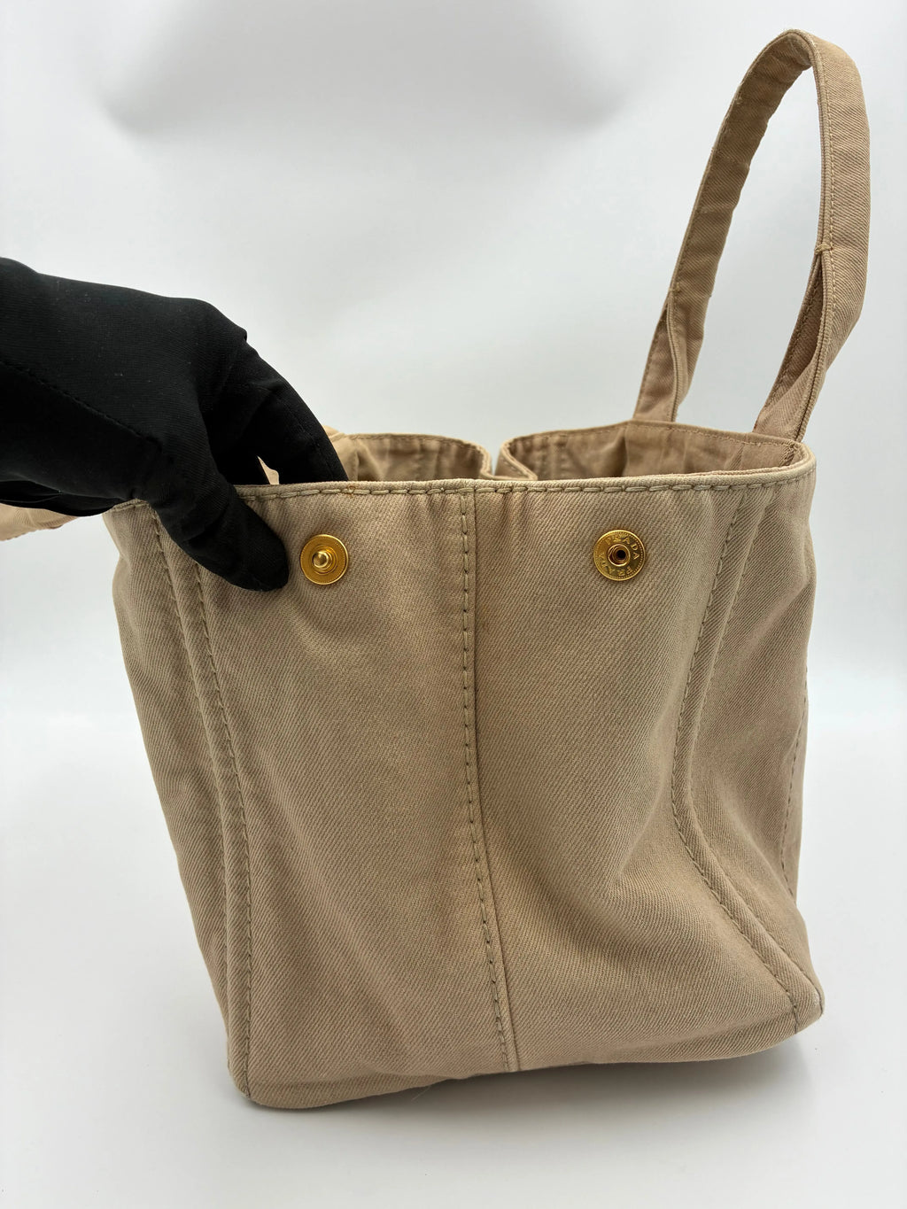 Preloved | Prada Canapa Totebag Håndtaske i Beige Canvas Prada