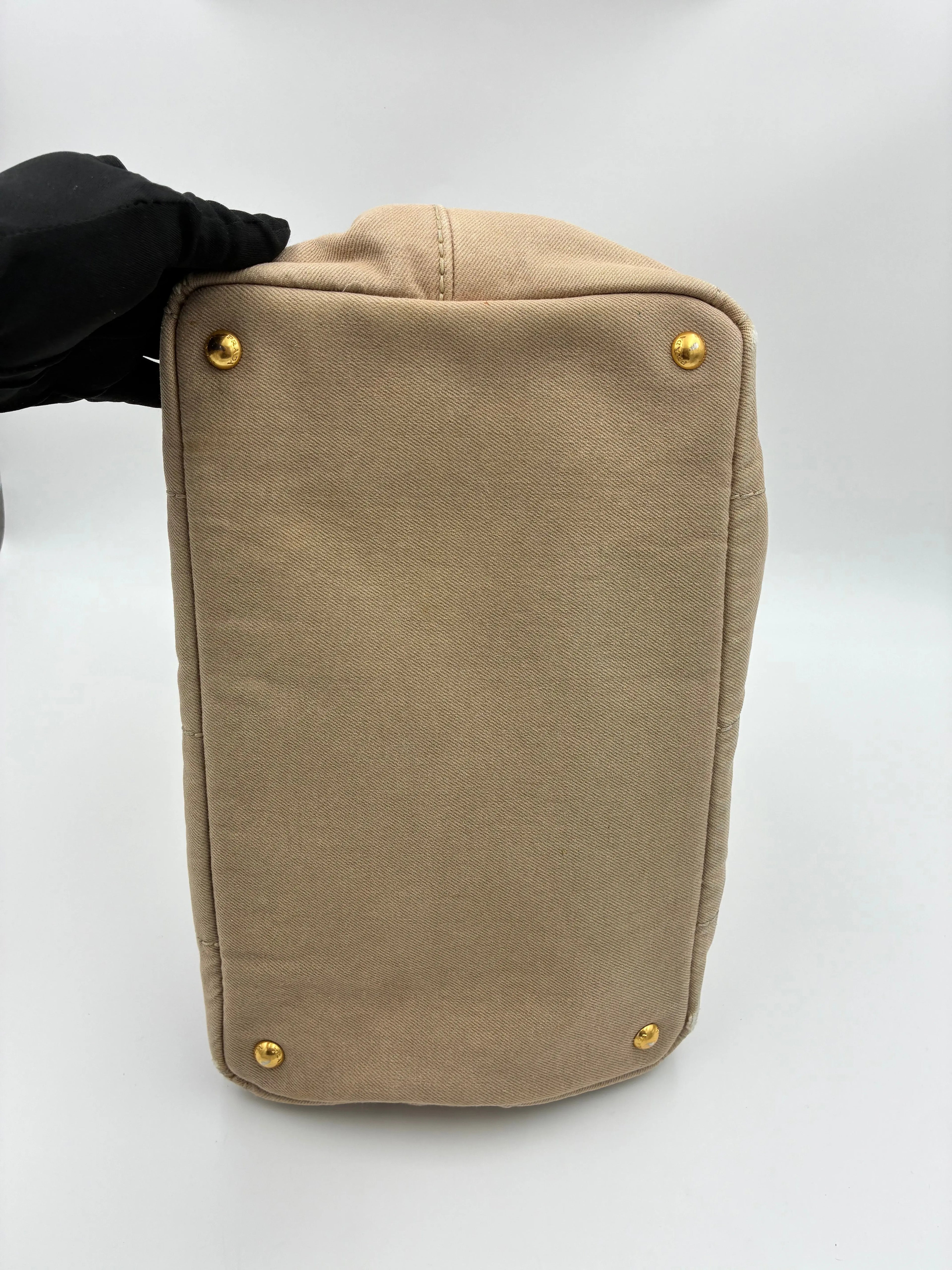 Preloved | Prada Canapa Totebag Håndtaske i Beige Canvas Prada