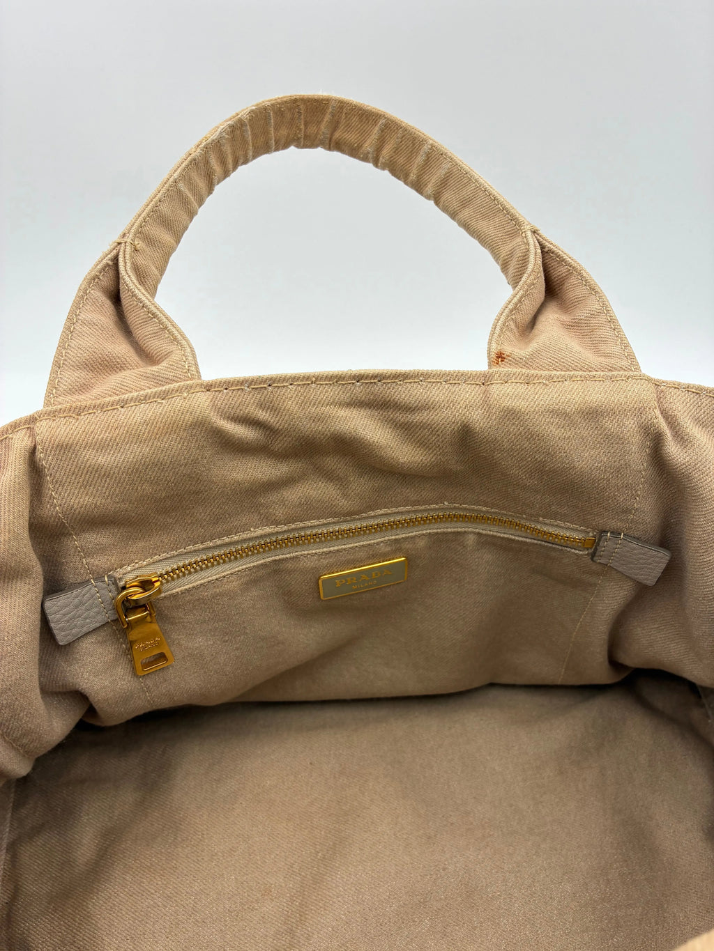 Preloved | Prada Canapa Totebag Håndtaske i Beige Canvas Prada