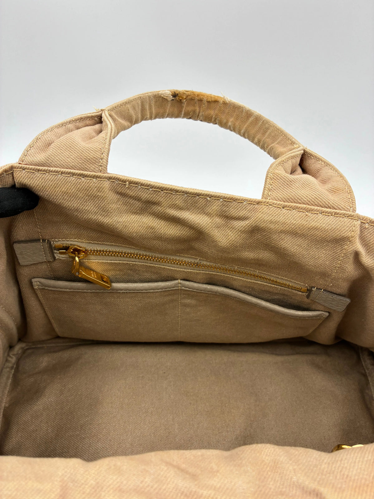 Preloved | Prada Canapa Totebag Håndtaske i Beige Canvas Prada
