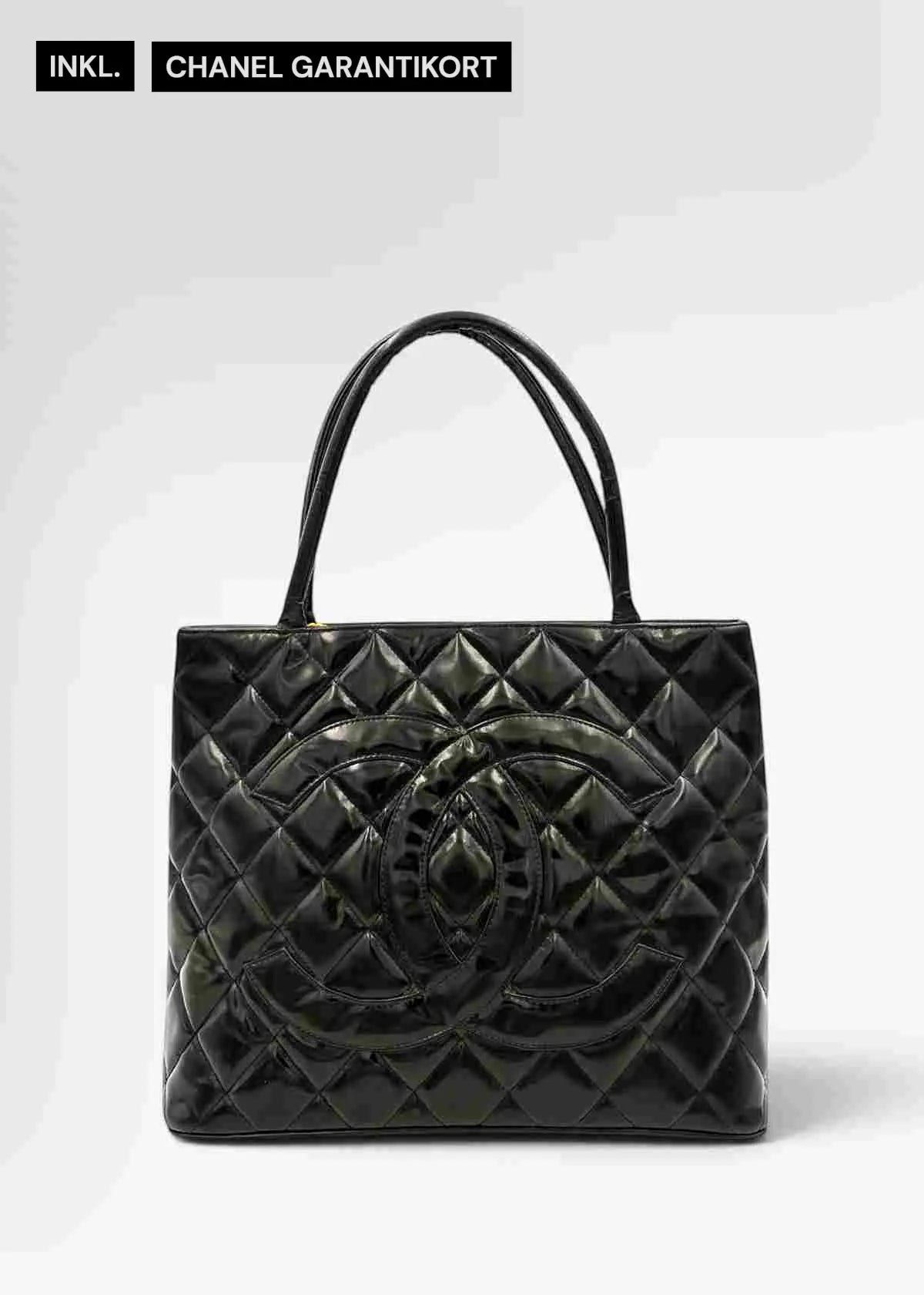 Preloved | Chanel Medallion Totebag Håndtaske i Sort Laklæder Chanel