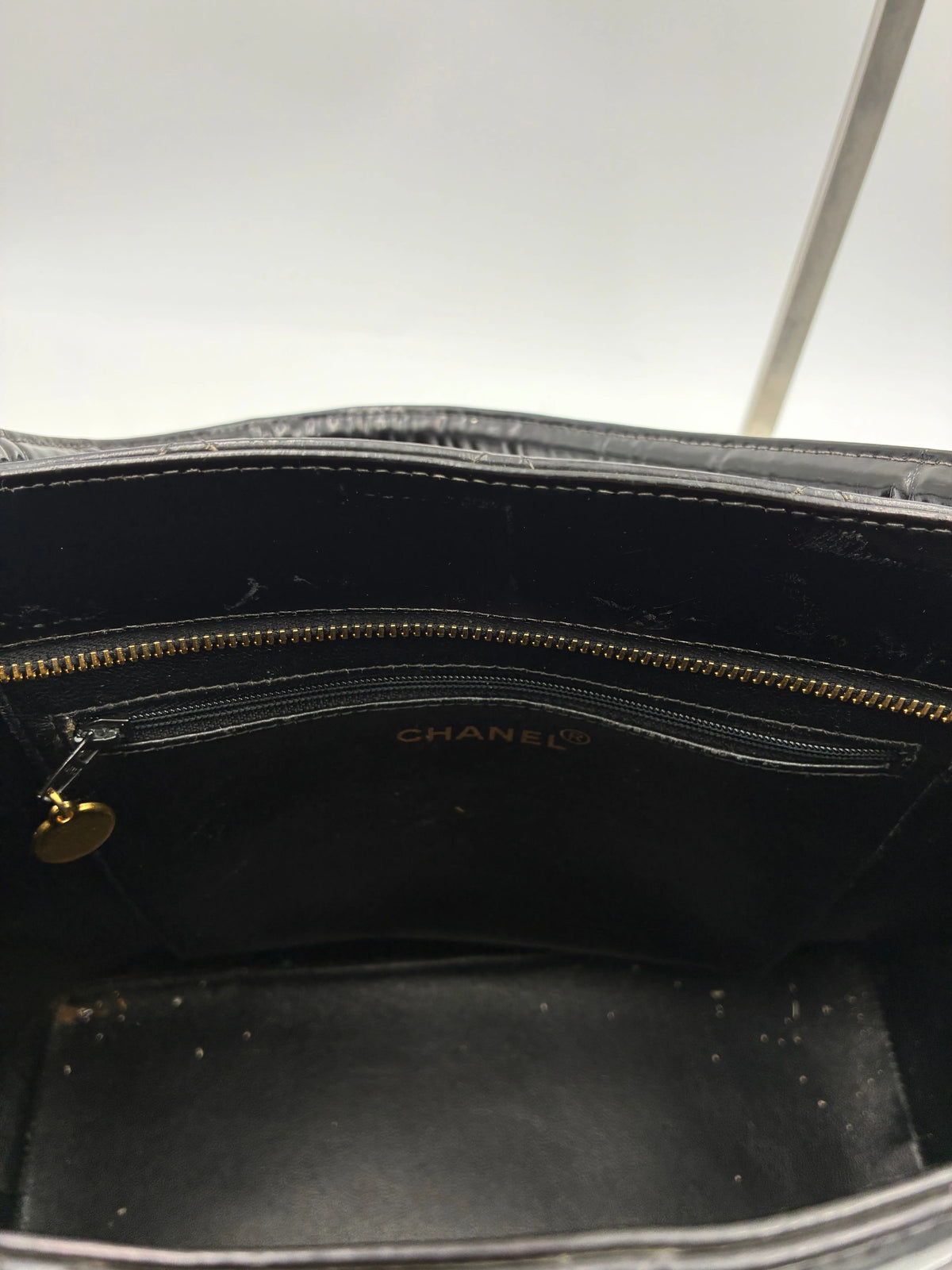Preloved | Chanel Medallion Totebag Håndtaske i Sort Laklæder Chanel
