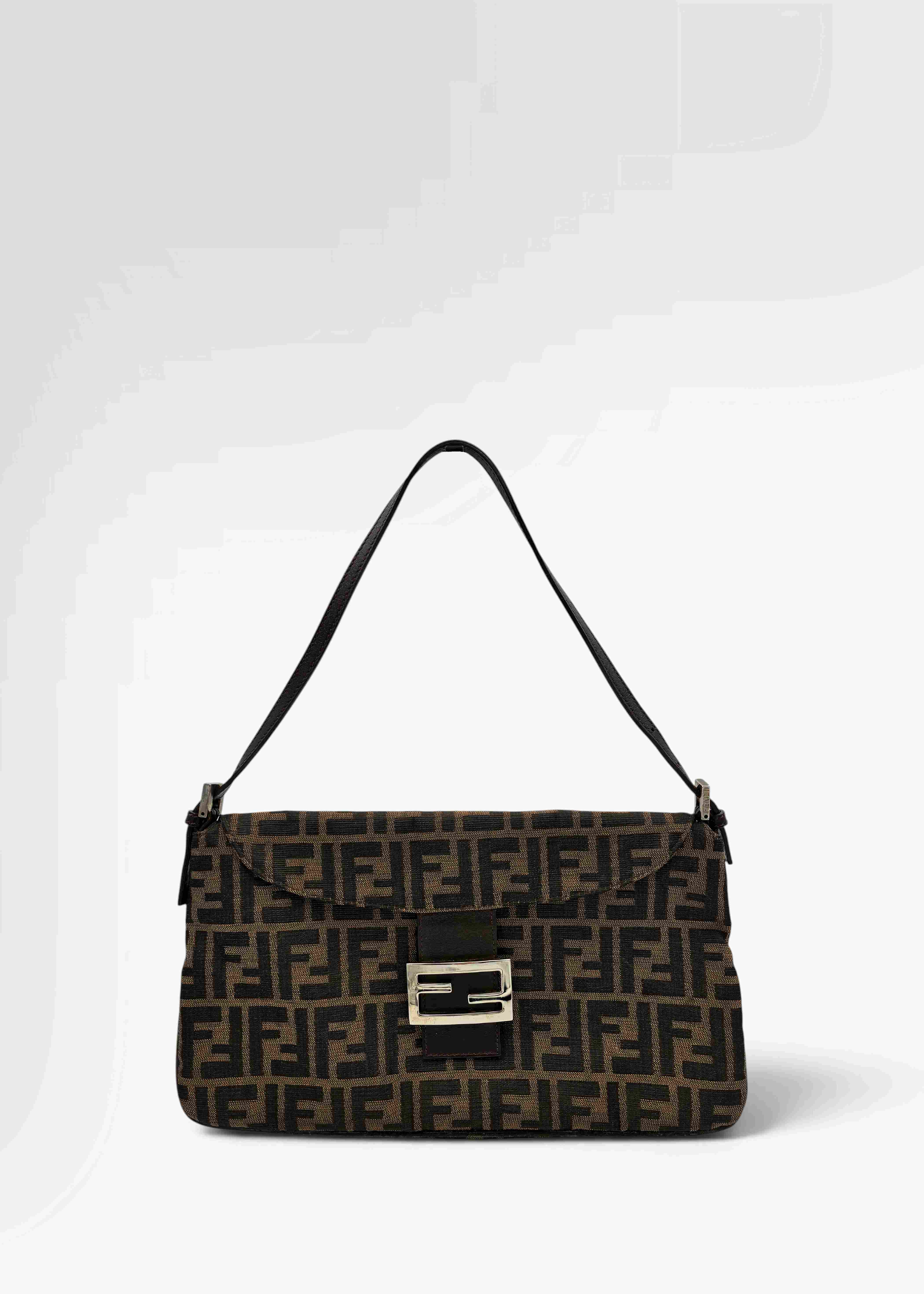 Preloved | Fendi Zucca Monogram Baguette Skuldertaske i Brun Canvas Fendi