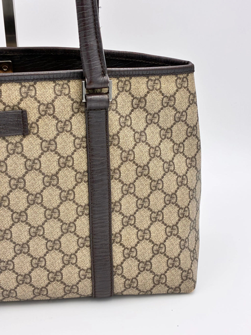Preloved | Gucci GG Supreme Monogram Totebag Håndtaske i Brun Canvas Gucci