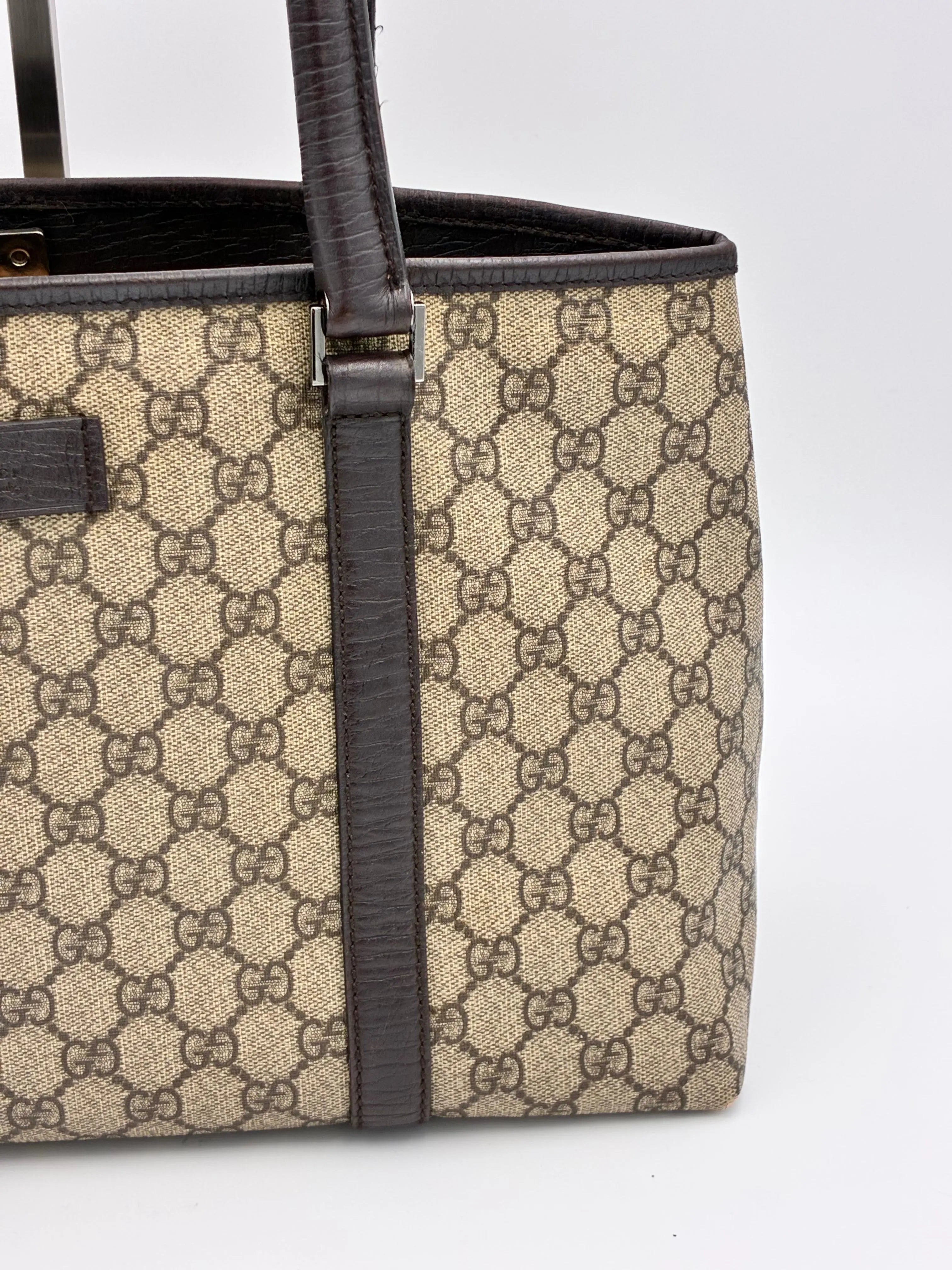 Preloved | Gucci GG Supreme Monogram Totebag Håndtaske i Brun Canvas Gucci