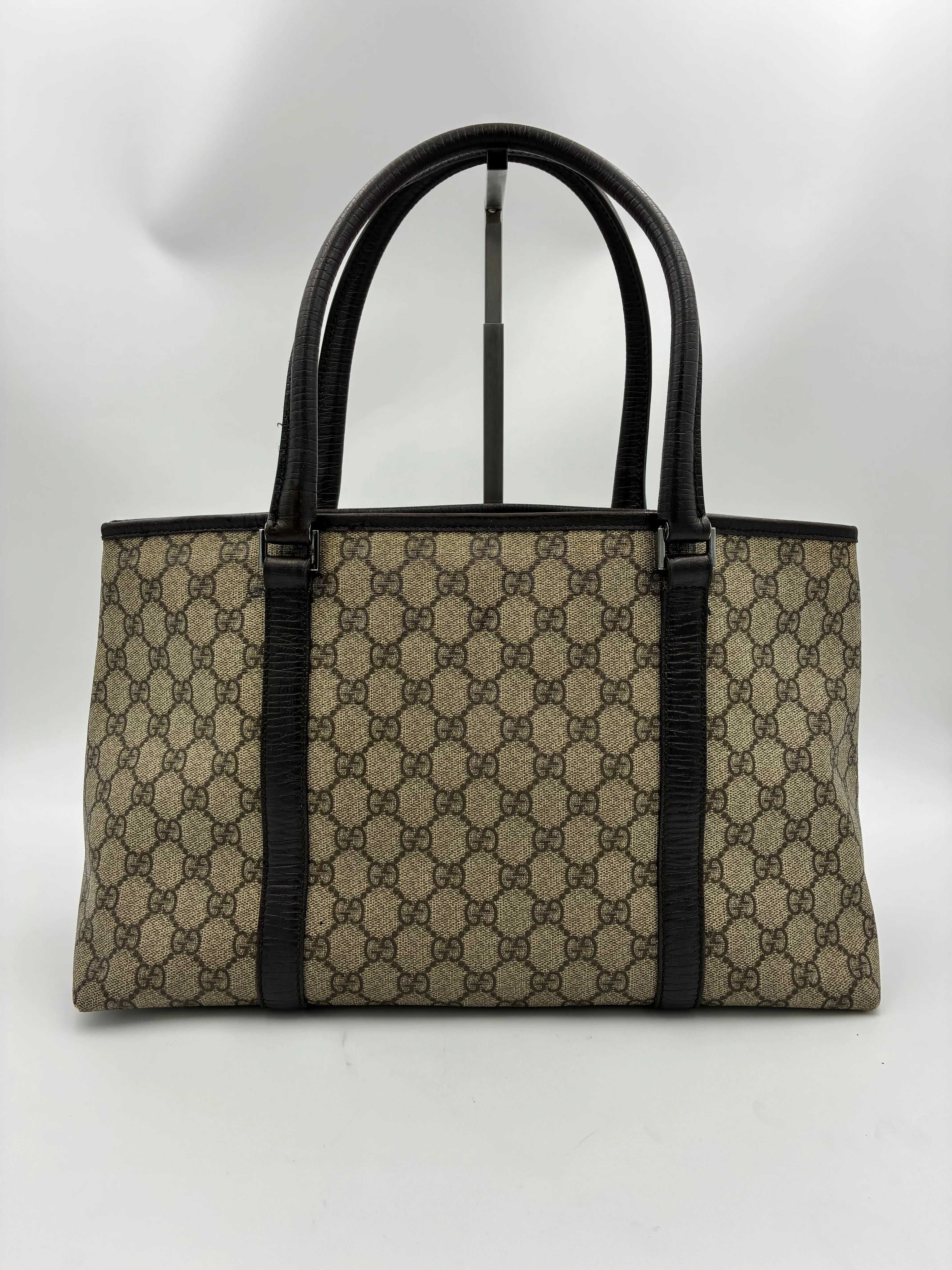 Preloved | Gucci GG Supreme Monogram Totebag Håndtaske i Brun Canvas Gucci