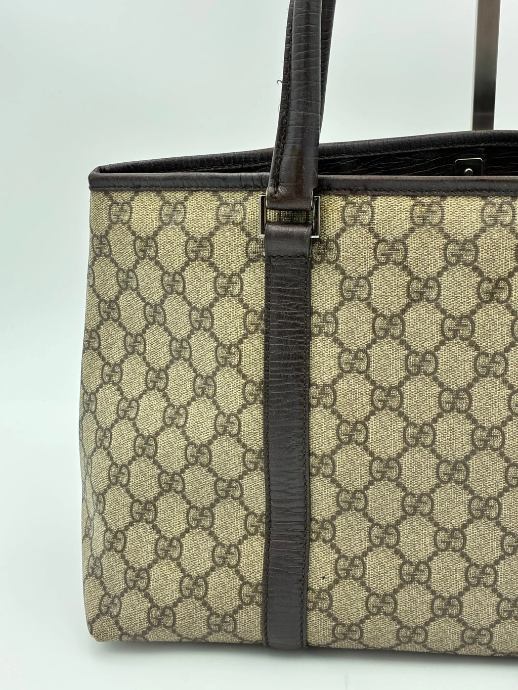 Preloved | Gucci GG Supreme Monogram Totebag Håndtaske i Brun Canvas Gucci
