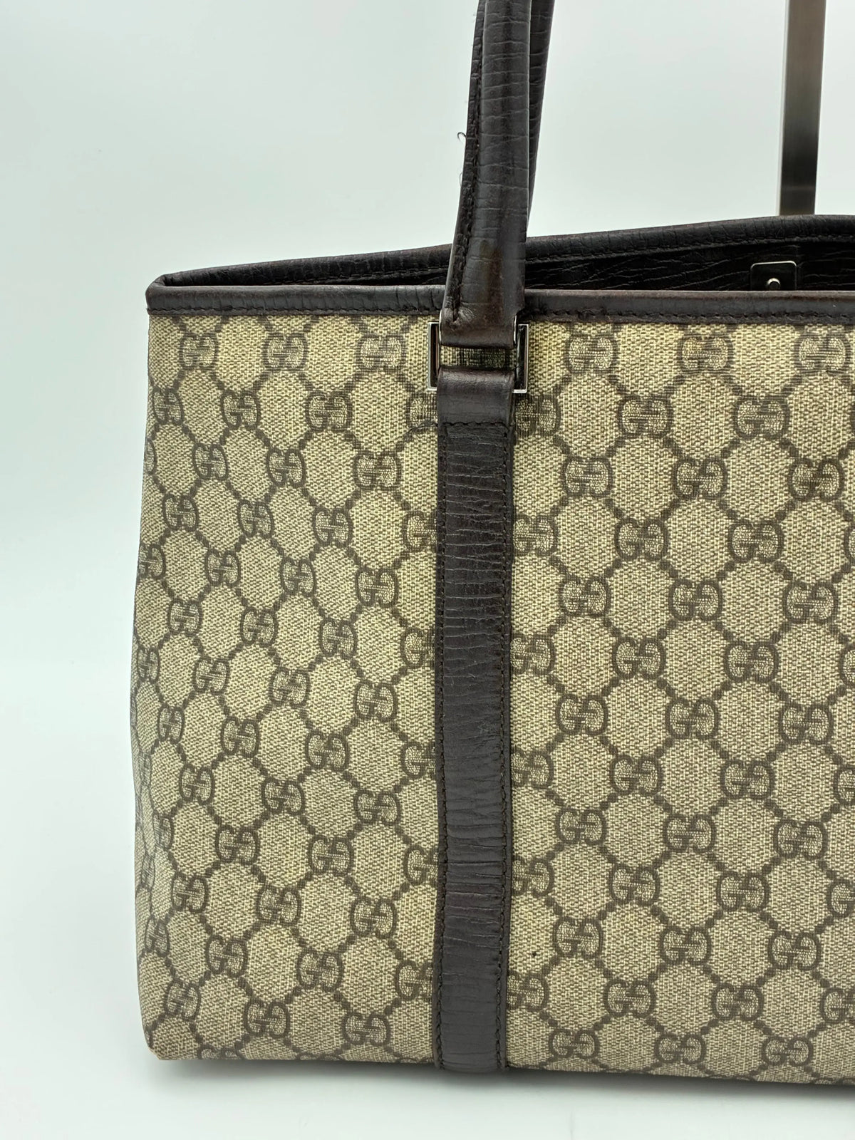 Preloved | Gucci GG Supreme Monogram Totebag Håndtaske i Brun Canvas Gucci