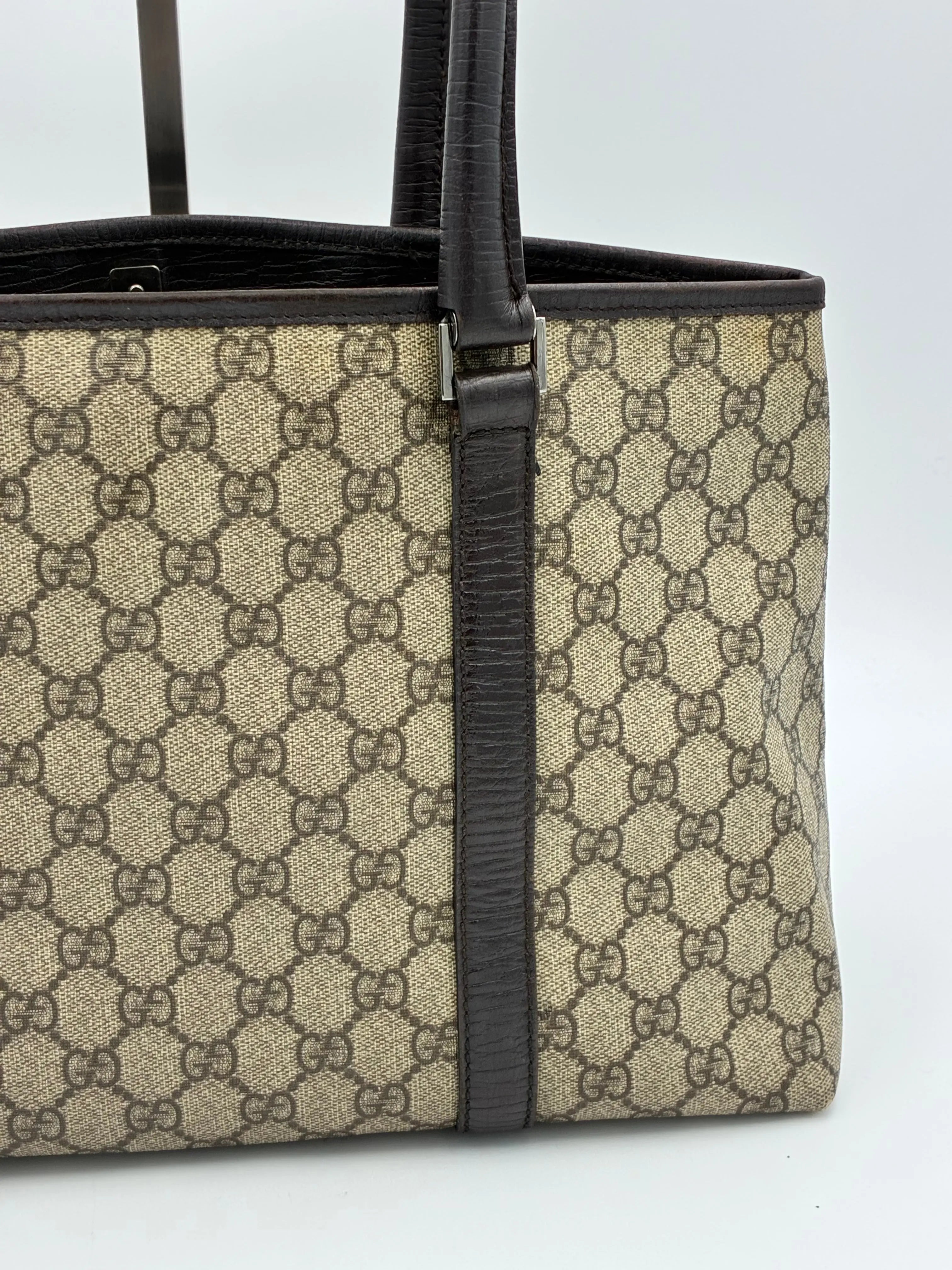 Preloved | Gucci GG Supreme Monogram Totebag Håndtaske i Brun Canvas Gucci