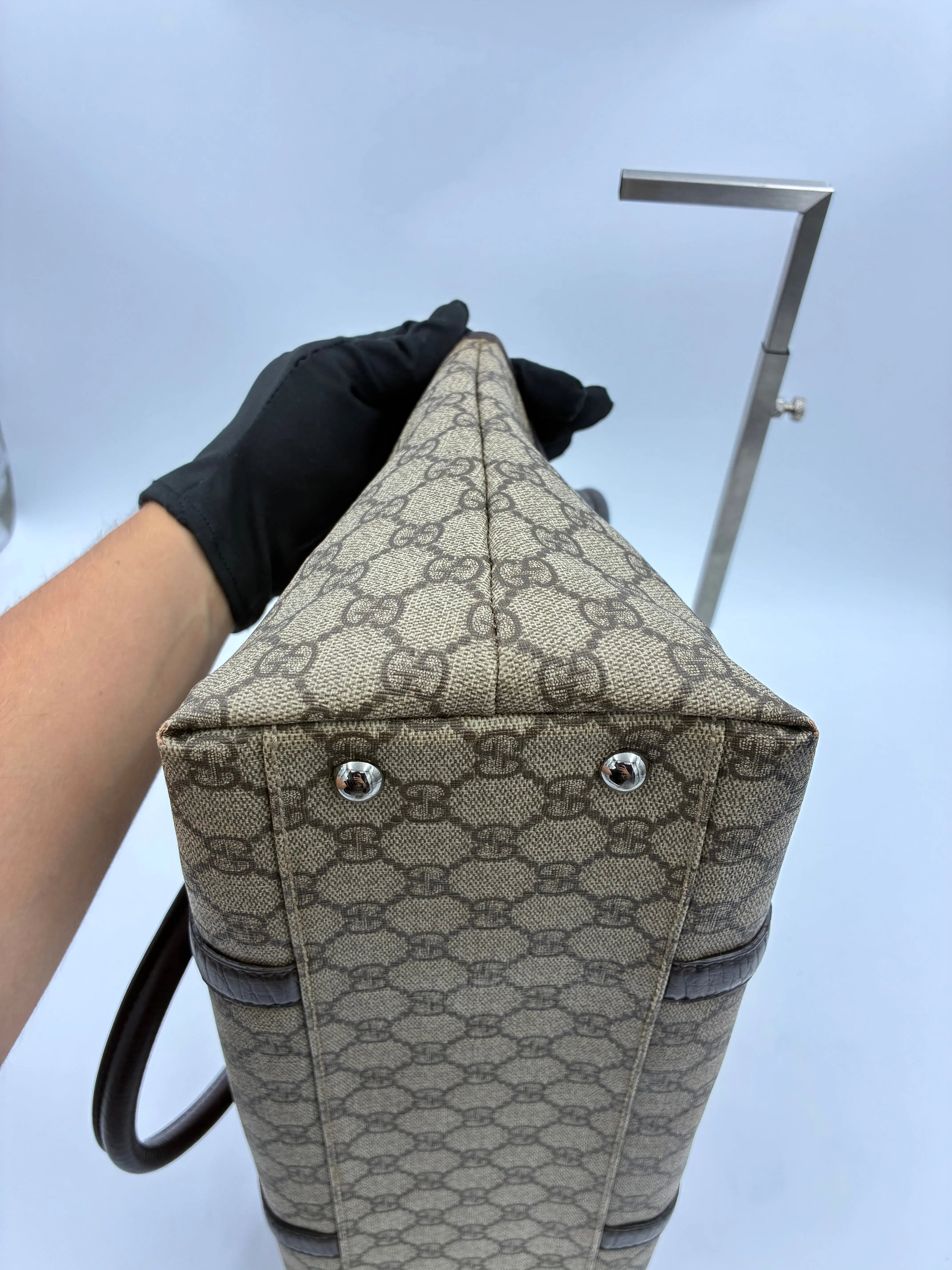 Preloved | Gucci GG Supreme Monogram Totebag Håndtaske i Brun Canvas Gucci