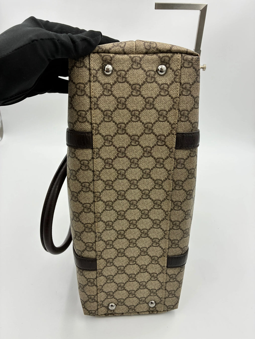 Preloved | Gucci GG Supreme Monogram Totebag Håndtaske i Brun Canvas Gucci