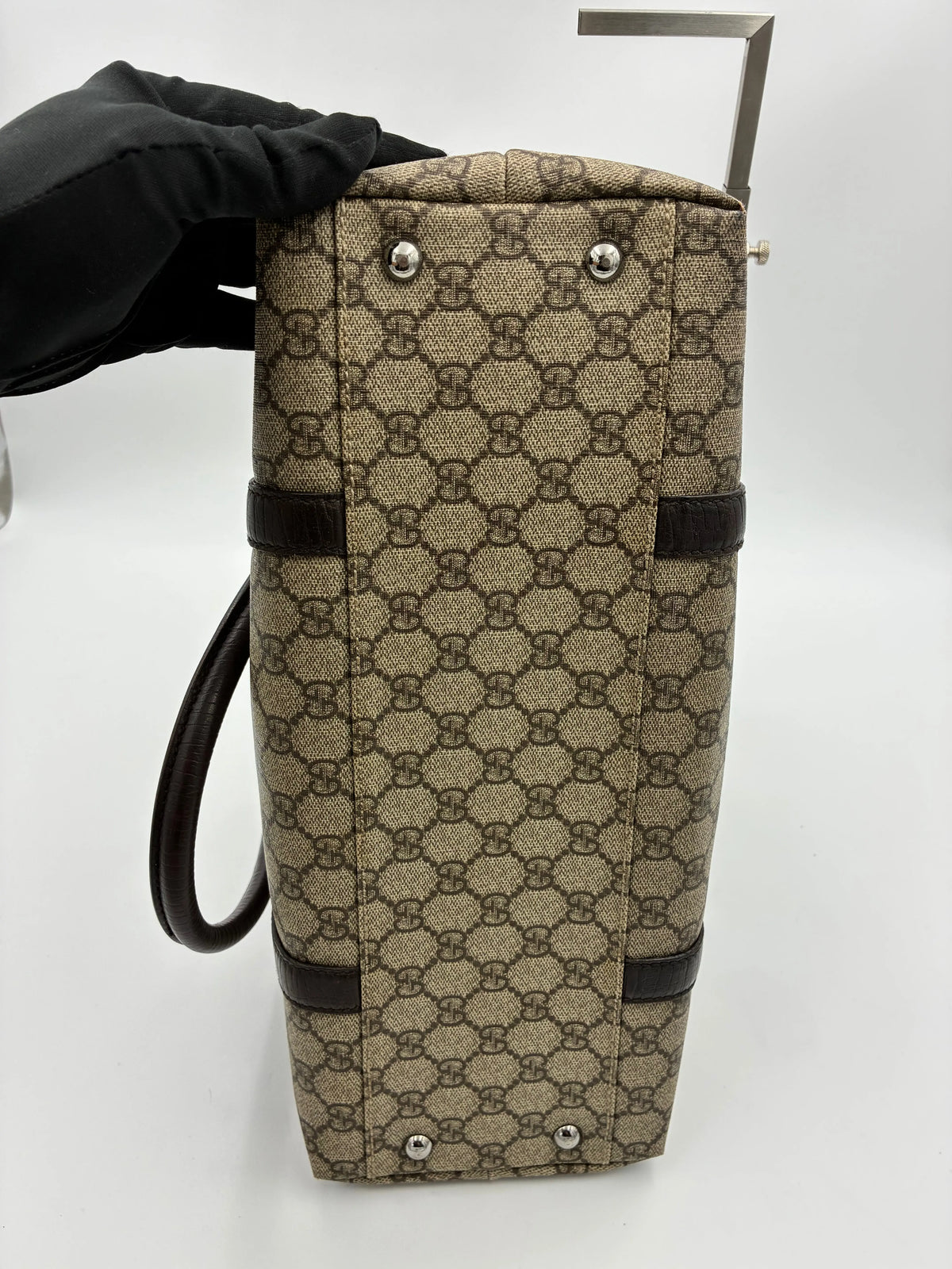 Preloved | Gucci GG Supreme Monogram Totebag Håndtaske i Brun Canvas Gucci