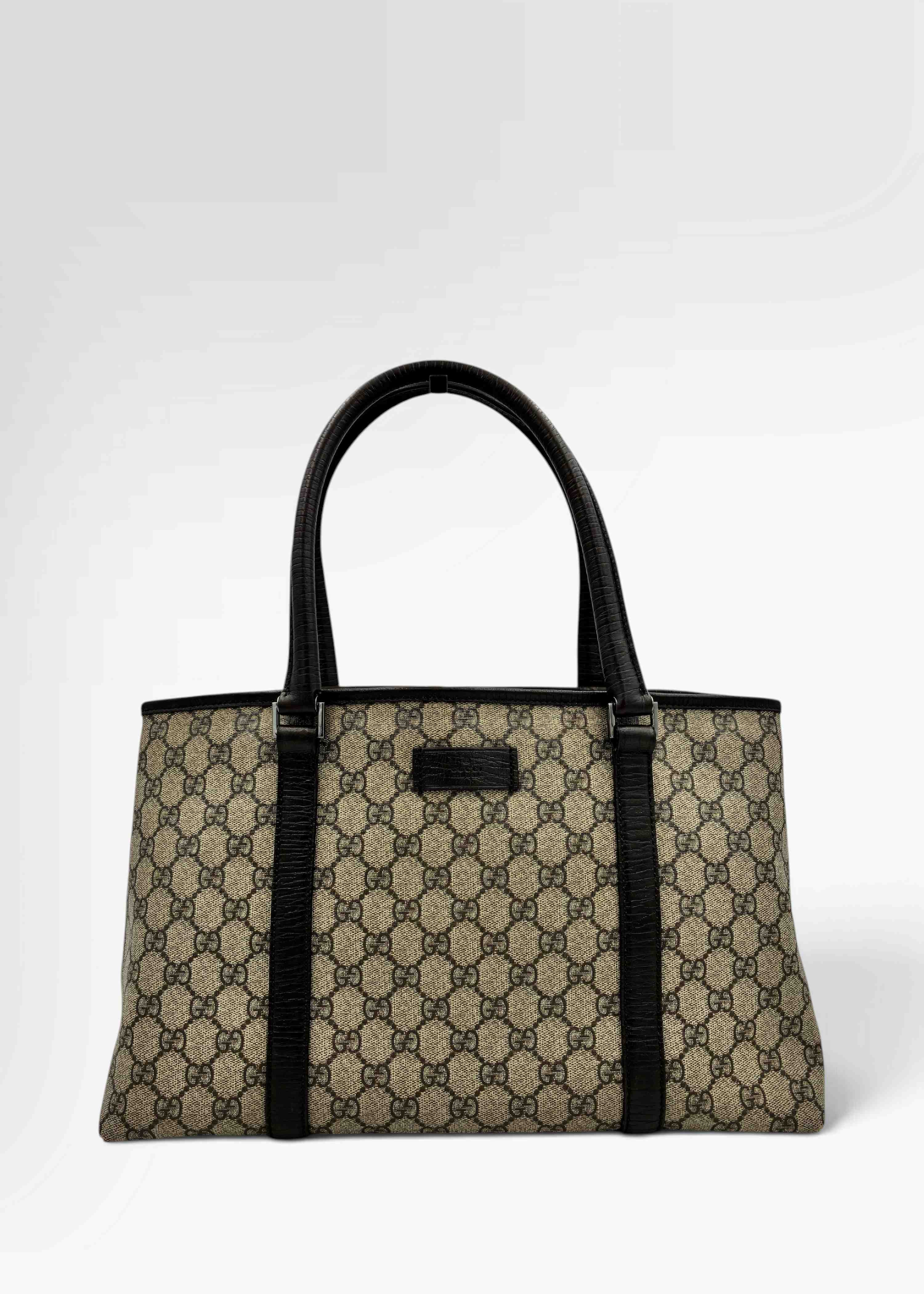 Preloved | Gucci GG Supreme Monogram Totebag Håndtaske i Brun Canvas Gucci
