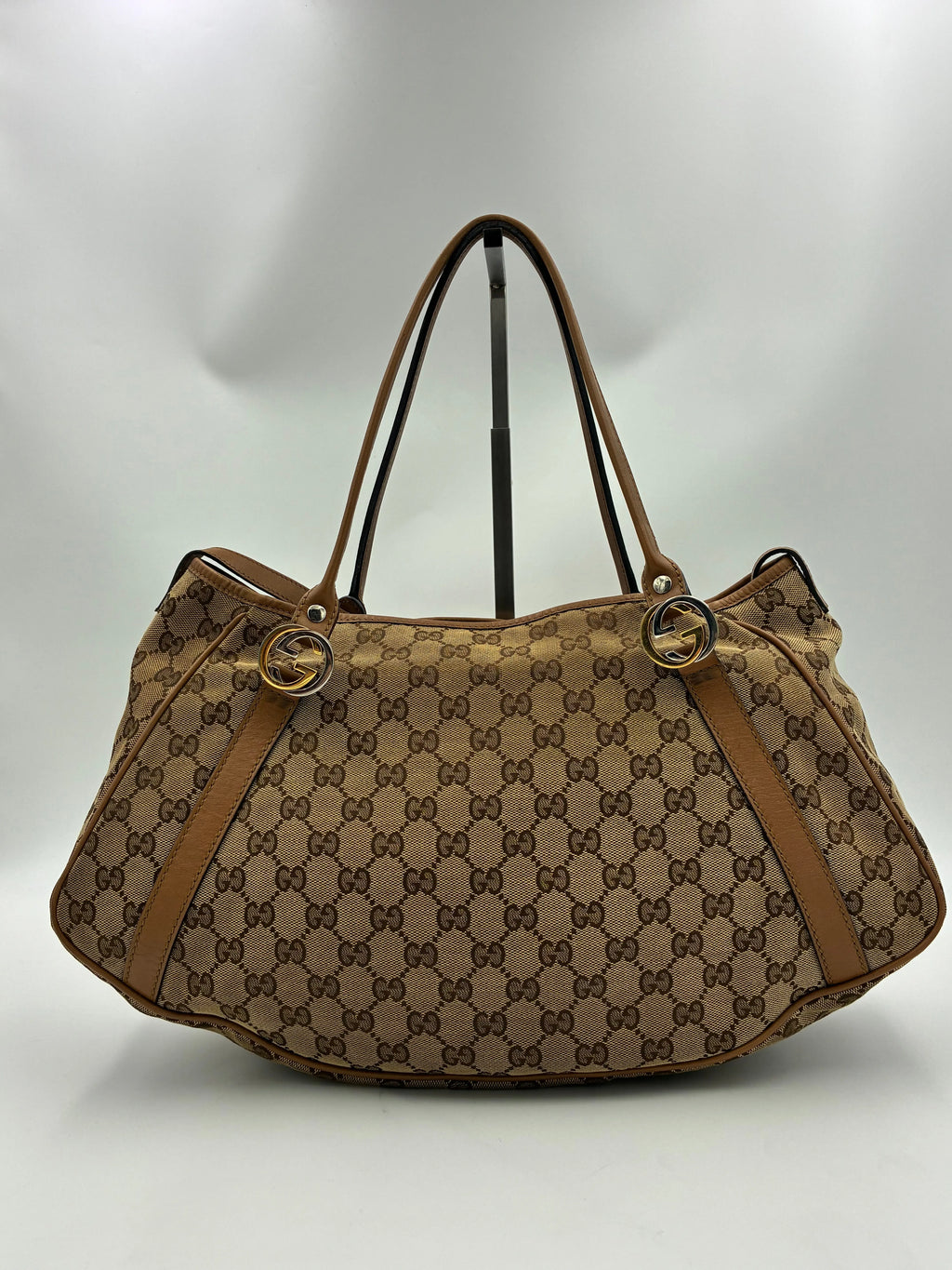 Preloved | Gucci GG Monogram Skuldertaske i Brun Canvas Gucci