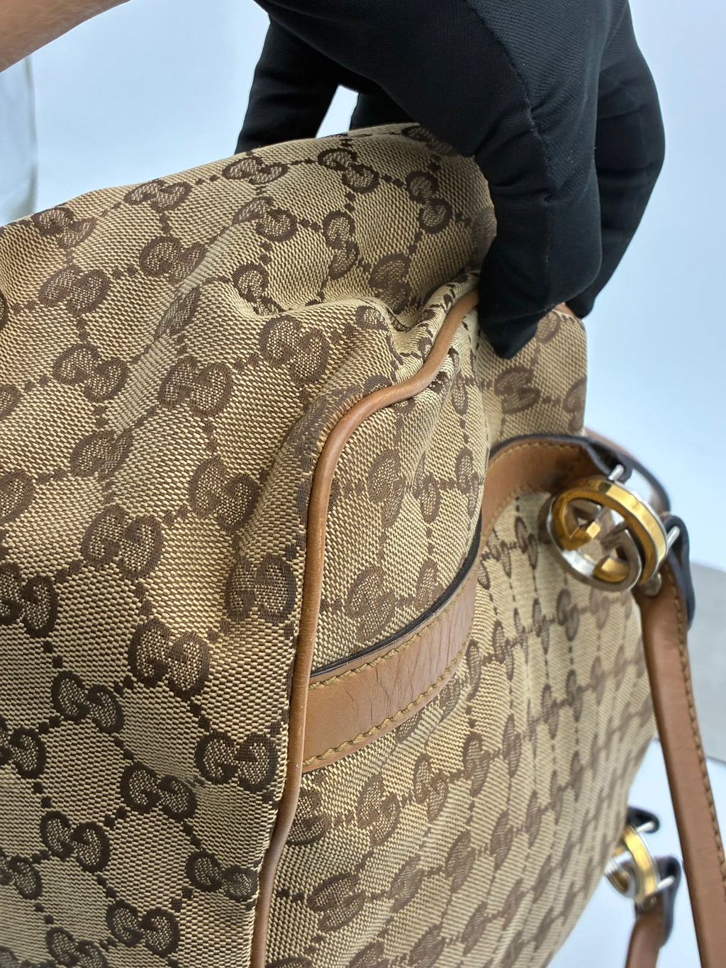 Preloved | Gucci GG Monogram Skuldertaske i Brun Canvas Gucci