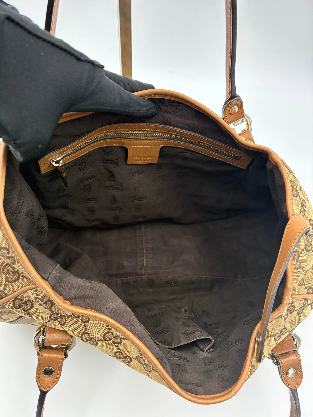 Preloved | Gucci GG Monogram Skuldertaske i Brun Canvas Gucci