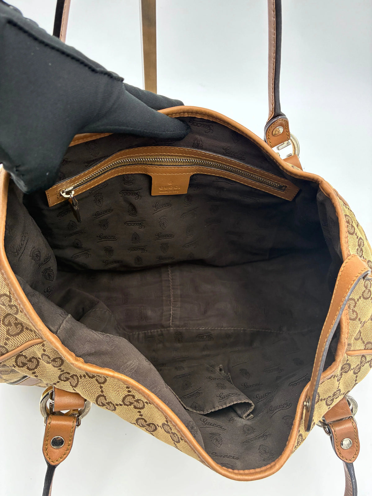Preloved | Gucci GG Monogram Skuldertaske i Brun Canvas Gucci