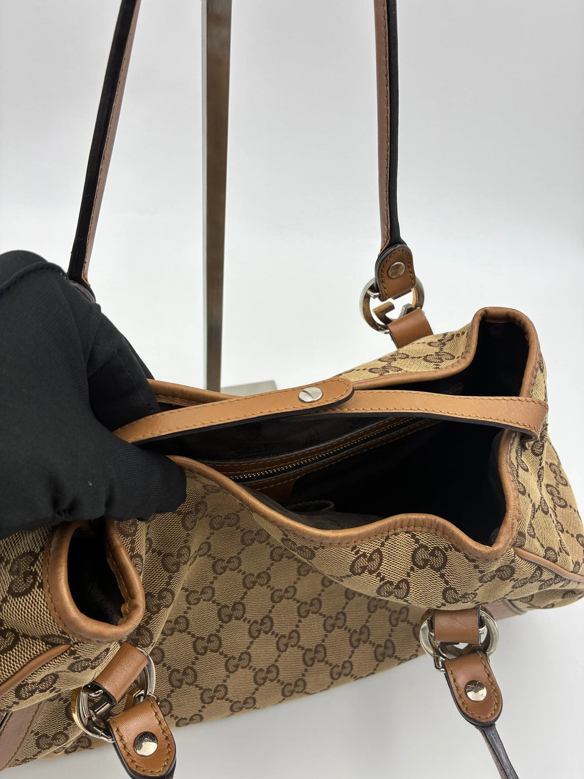 Preloved | Gucci GG Monogram Skuldertaske i Brun Canvas Gucci