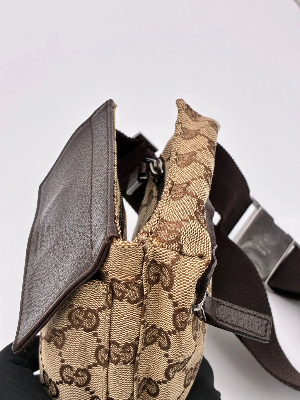 Preloved | Gucci GG Monogram Bæltetaske i Brun Canvas Gucci