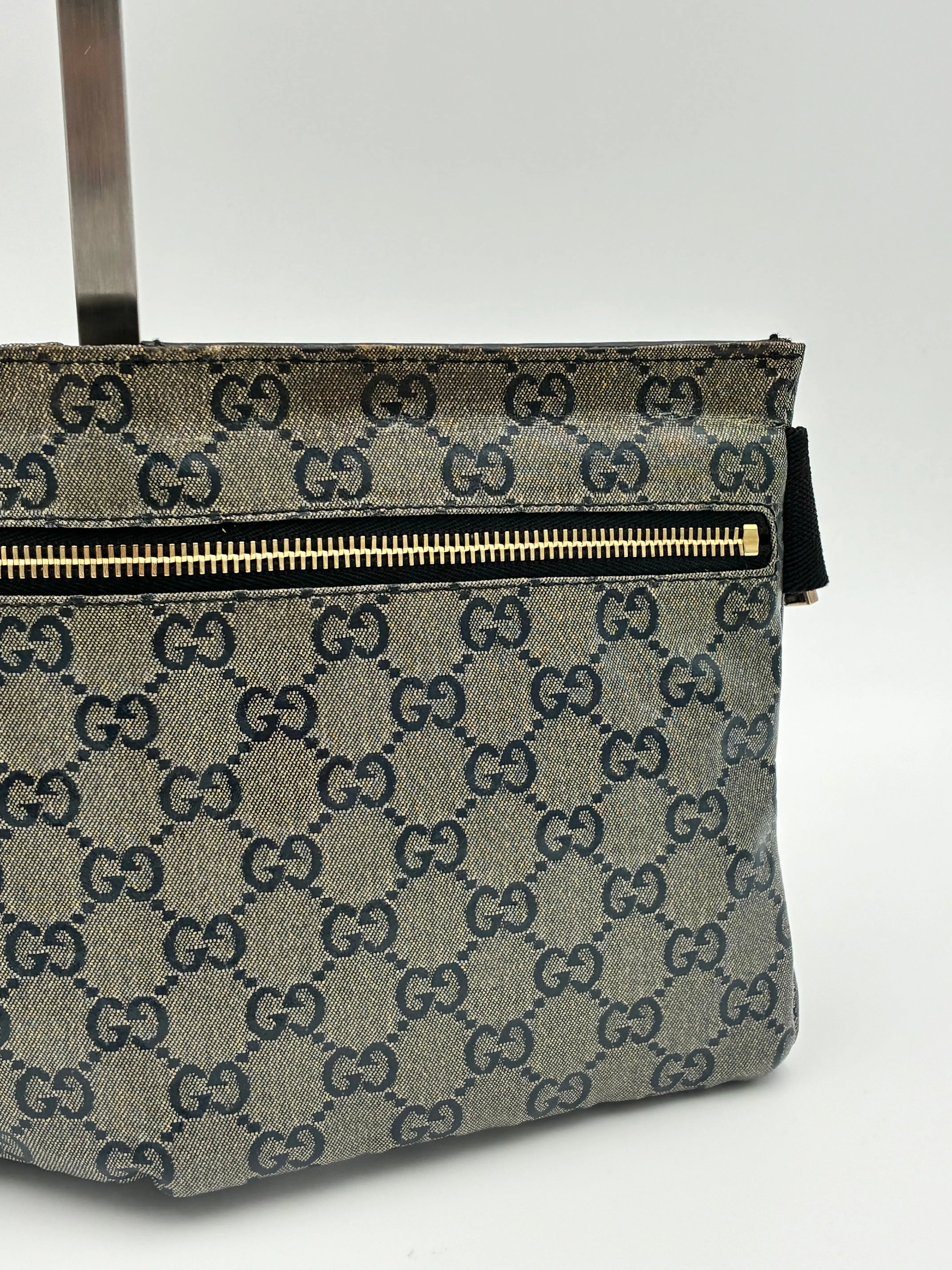 Preloved | Gucci GG Supreme Monogram Bæltetaske i Sølv Grå Canvas Gucci