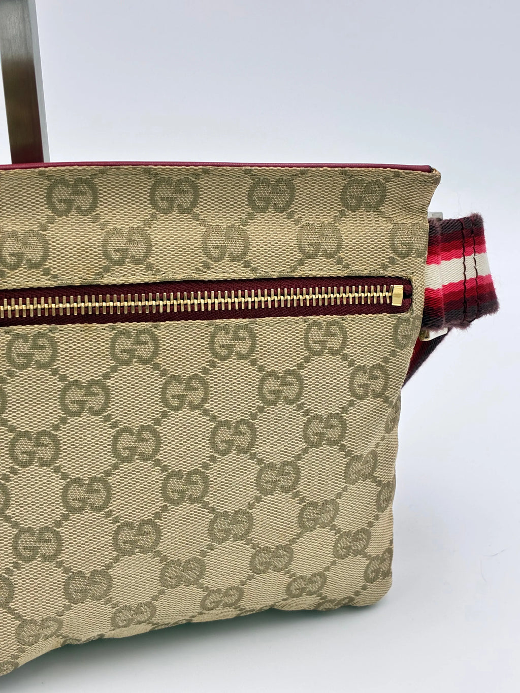 Preloved | Gucci GG Monogram Bæltetaske i Bordeaux Canvas Gucci