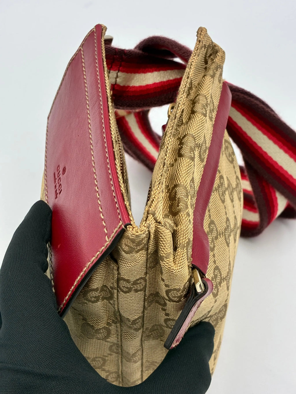 Preloved | Gucci GG Monogram Bæltetaske i Bordeaux Canvas Gucci