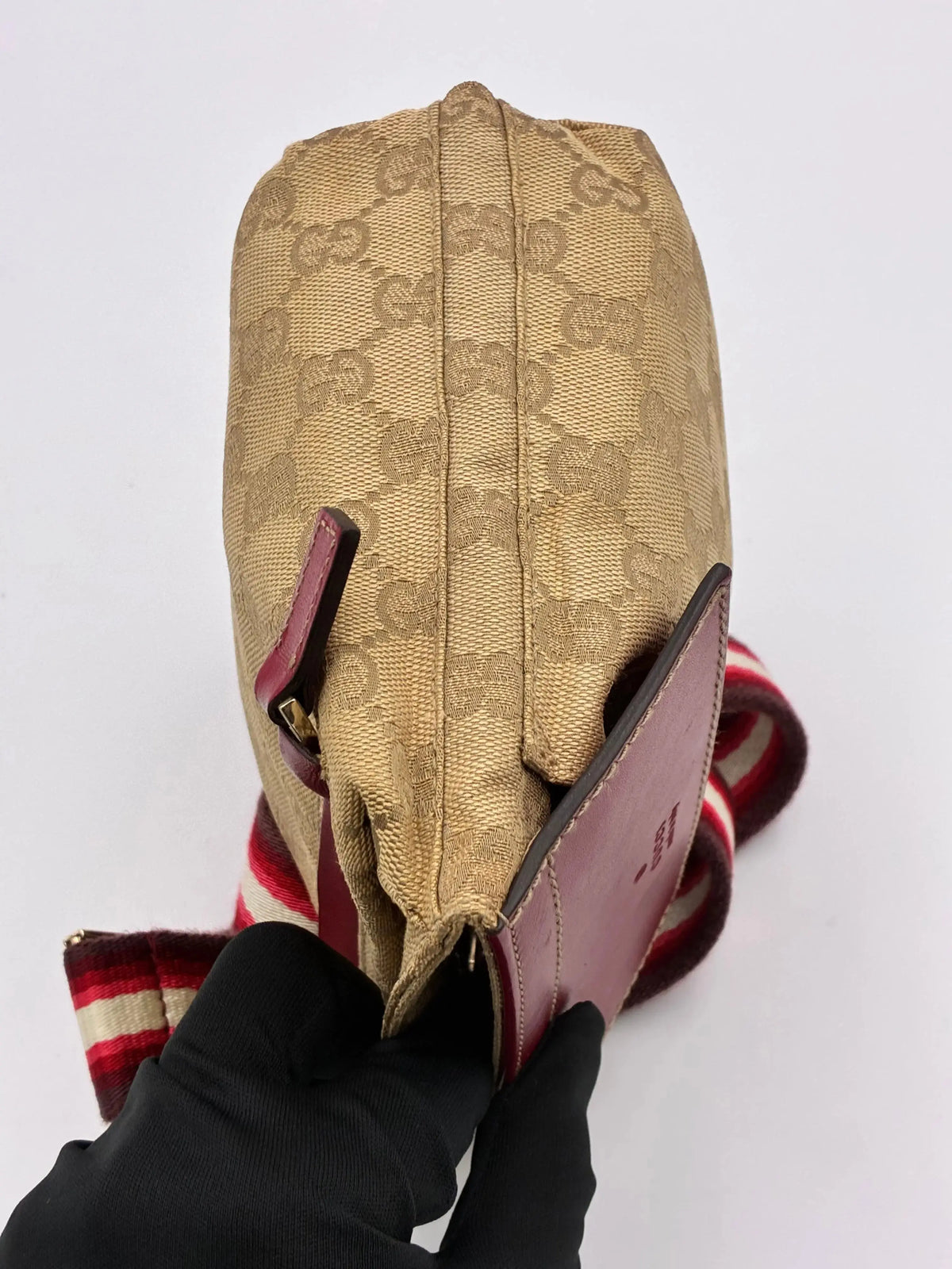Preloved | Gucci GG Monogram Bæltetaske i Bordeaux Canvas Gucci