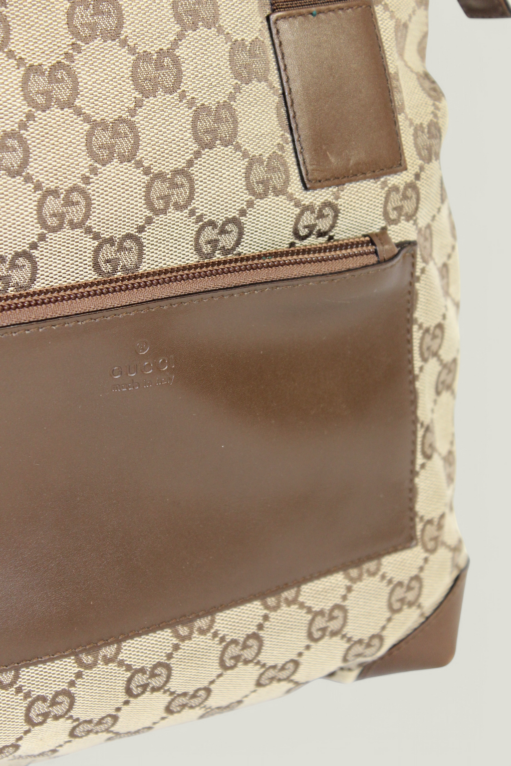 Preloved | Gucci GG Canvas Tote med Læderdetaljer i Brun