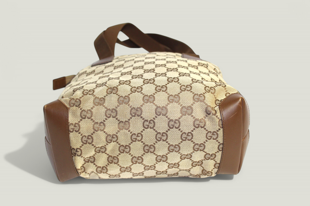 Preloved | Gucci GG Canvas Tote med Læderdetaljer i Brun