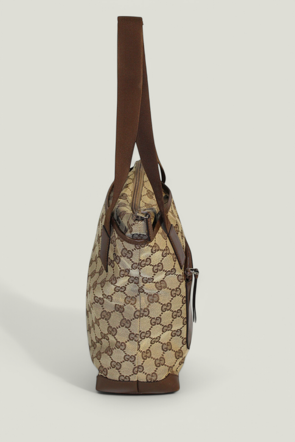 Preloved | Gucci GG Canvas Tote med Læderdetaljer i Brun