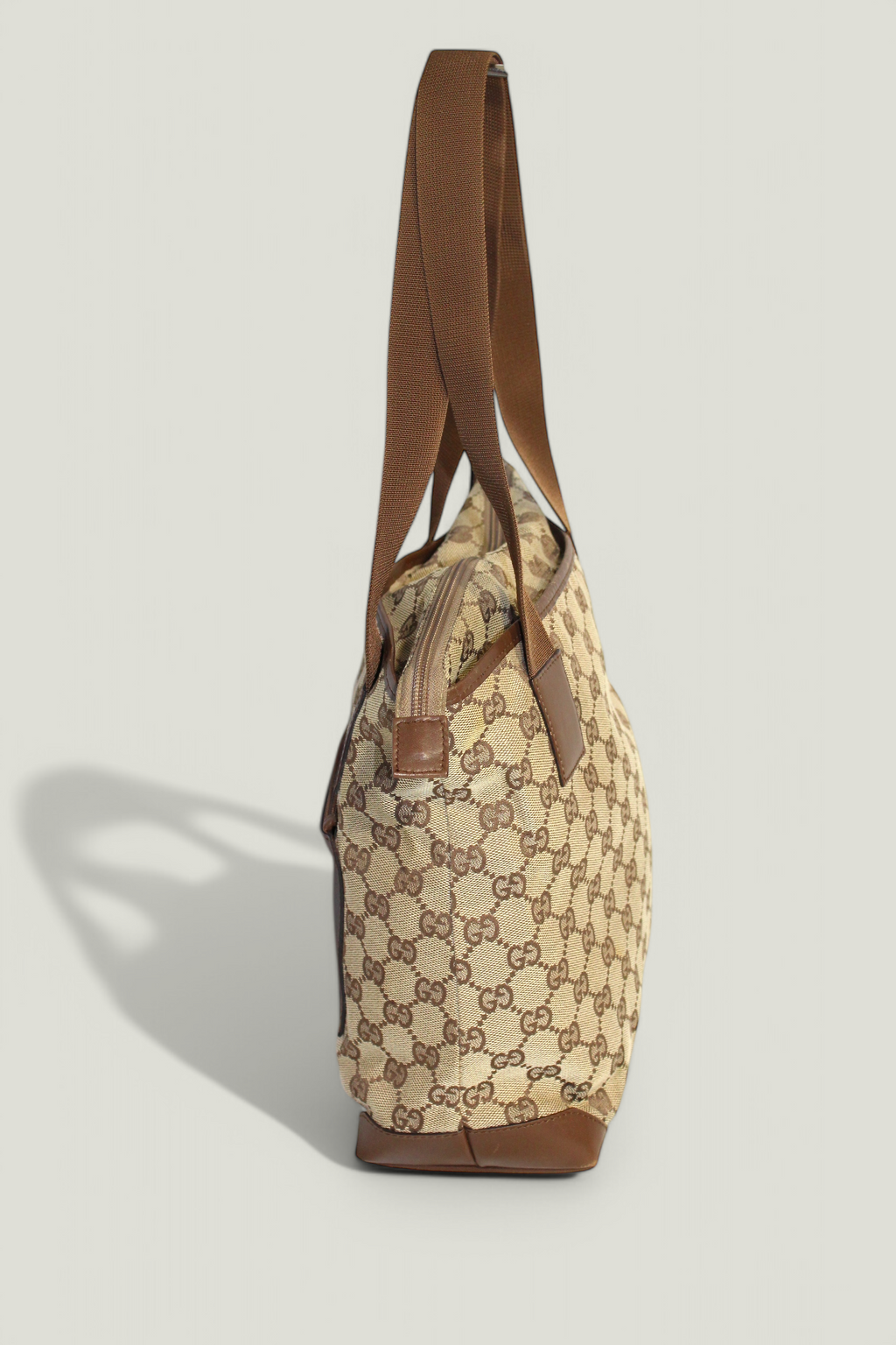 Preloved | Gucci GG Canvas Tote med Læderdetaljer i Brun