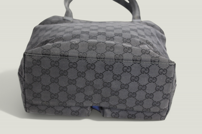 Preloved | GUCCI GG Canvas Håndtaske i Sort med Dobbelt Lynlåslomme