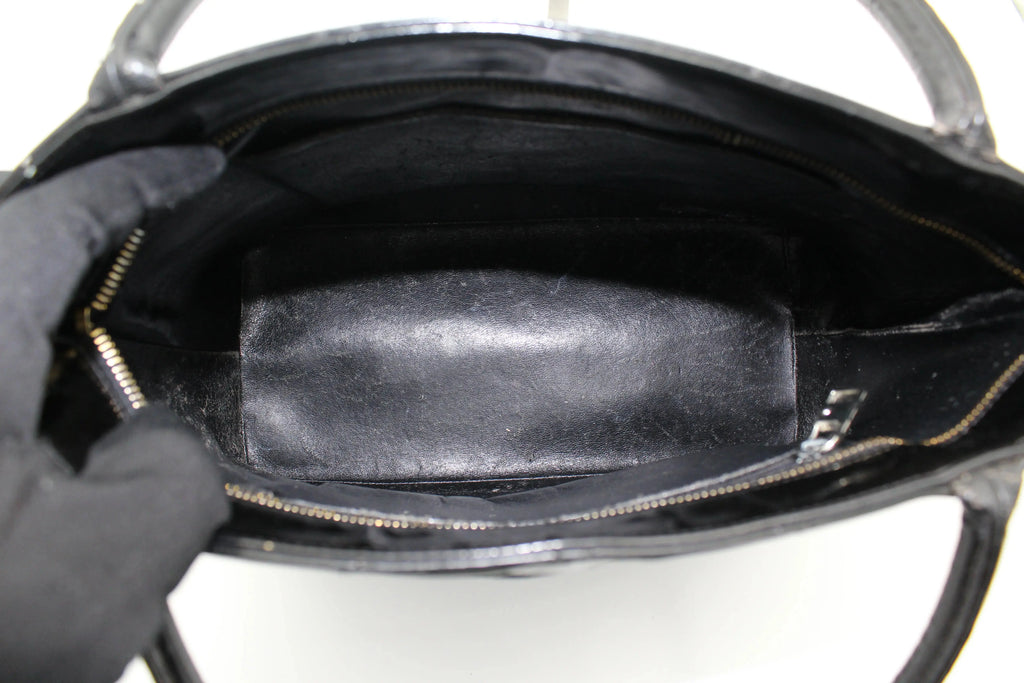 Preloved | Chanel Matelasse Coco Mark Reissue Totebag i Sort Enamel Læder Chanel
