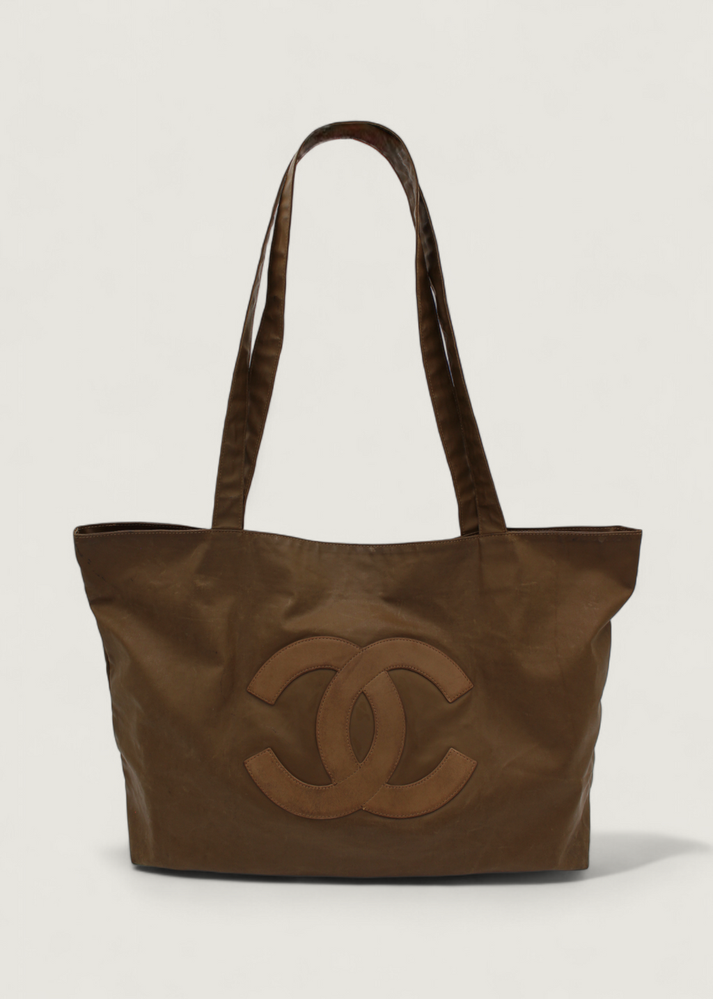 Preloved | Chanel Coco Mark Totebag i Brun Coated Materiale med Pouch