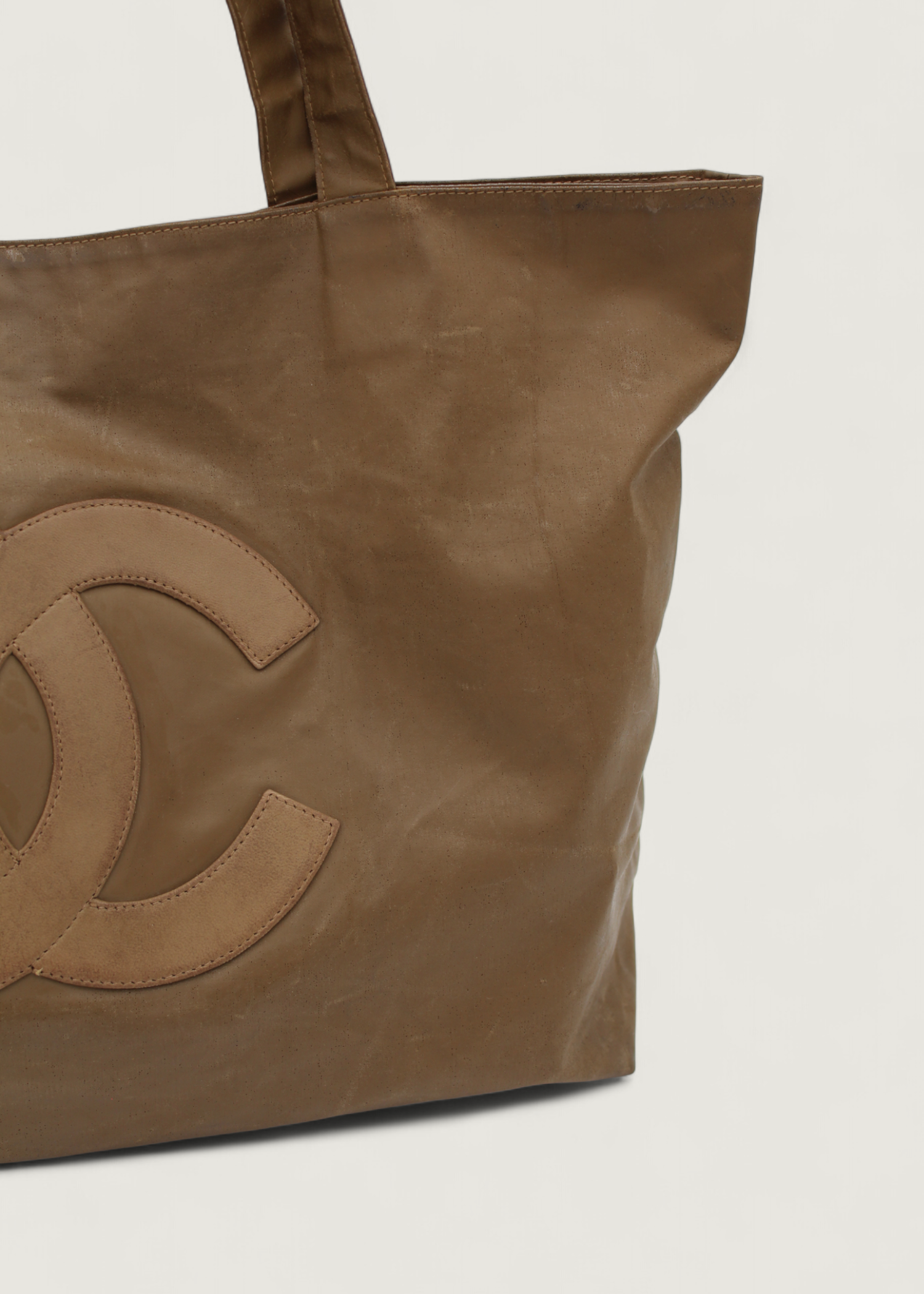 Preloved | Chanel Coco Mark Totebag i Brun Coated Materiale med Pouch