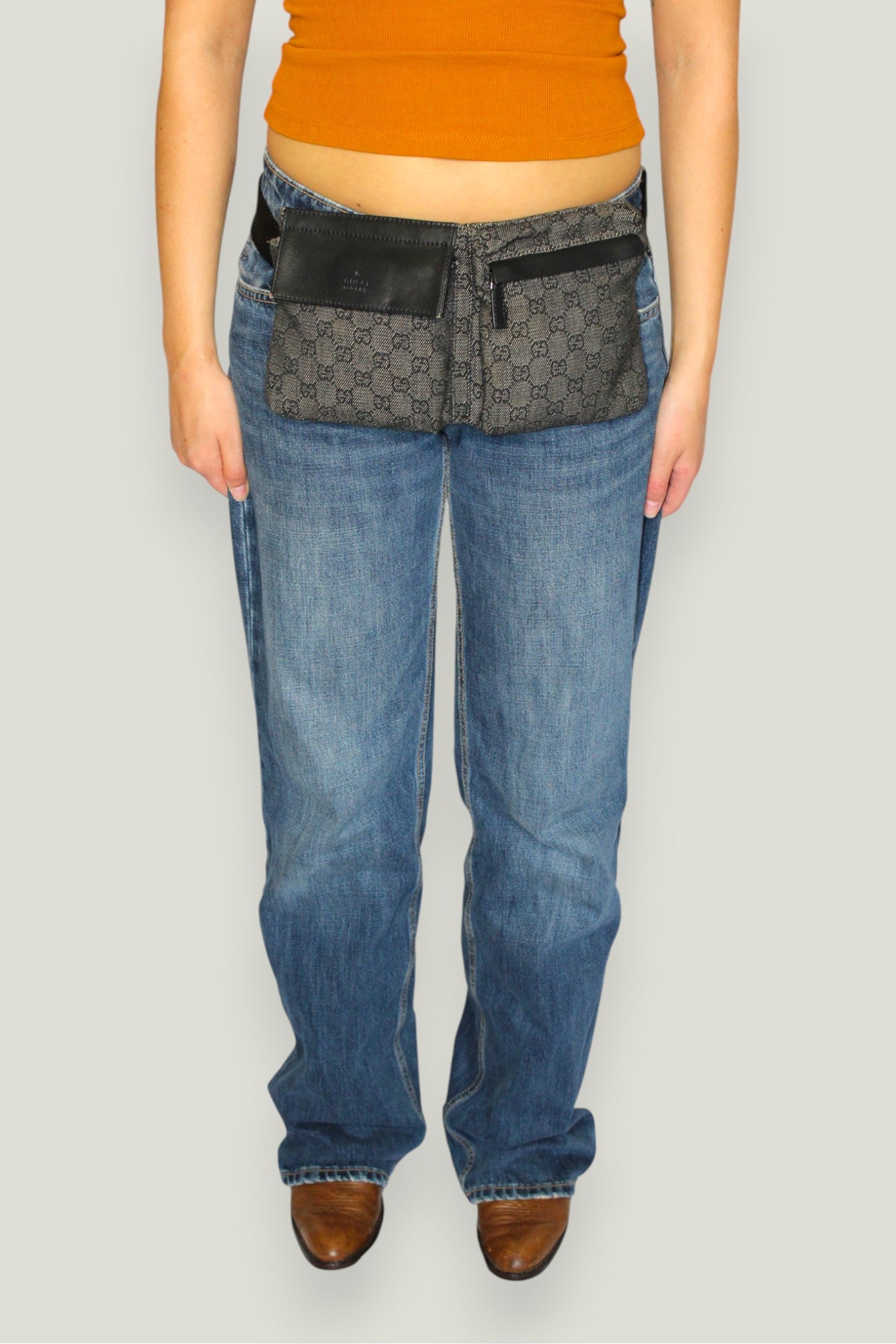 Preloved | GUCCI GG Canvas Bæltetaske i Metallic / Sort Canvas