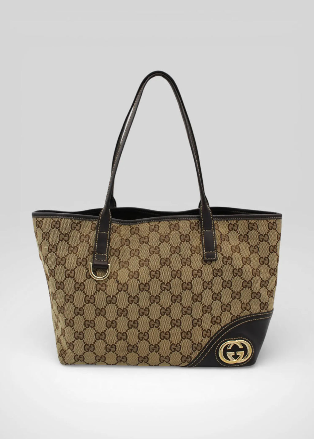 Preloved | Gucci GG Monogram Totebag i Brun med Guld Hardware
