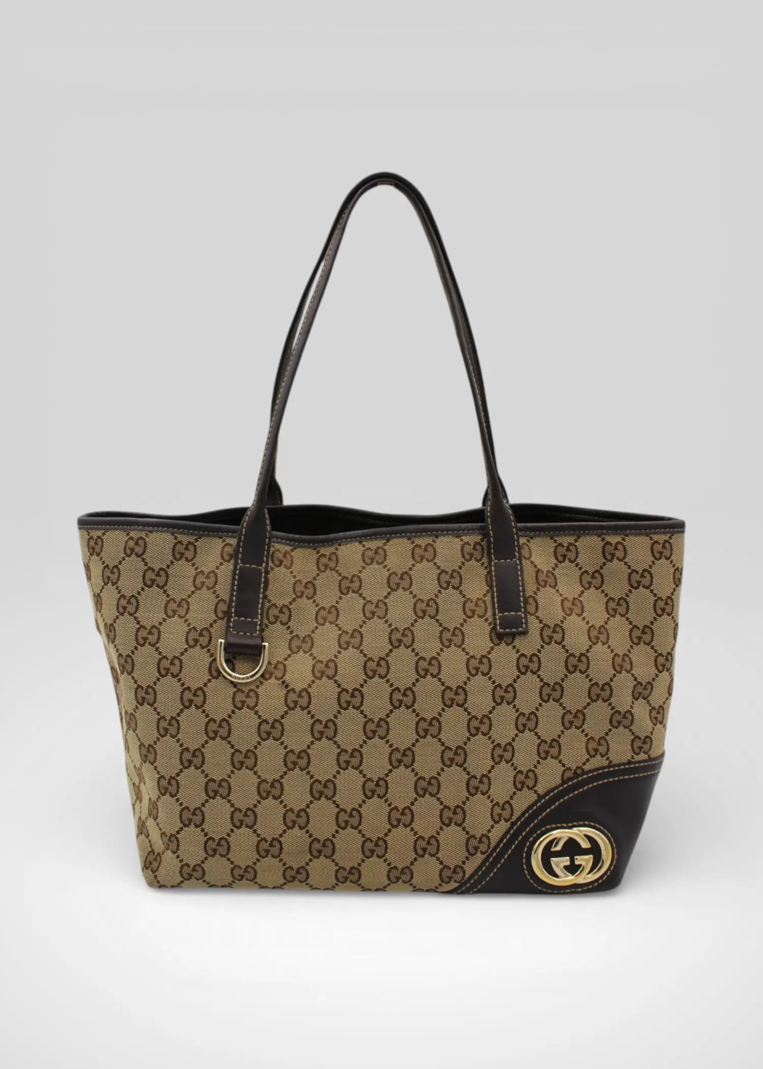 Preloved | Gucci GG Monogram Totebag i Brun med Guld Hardware
