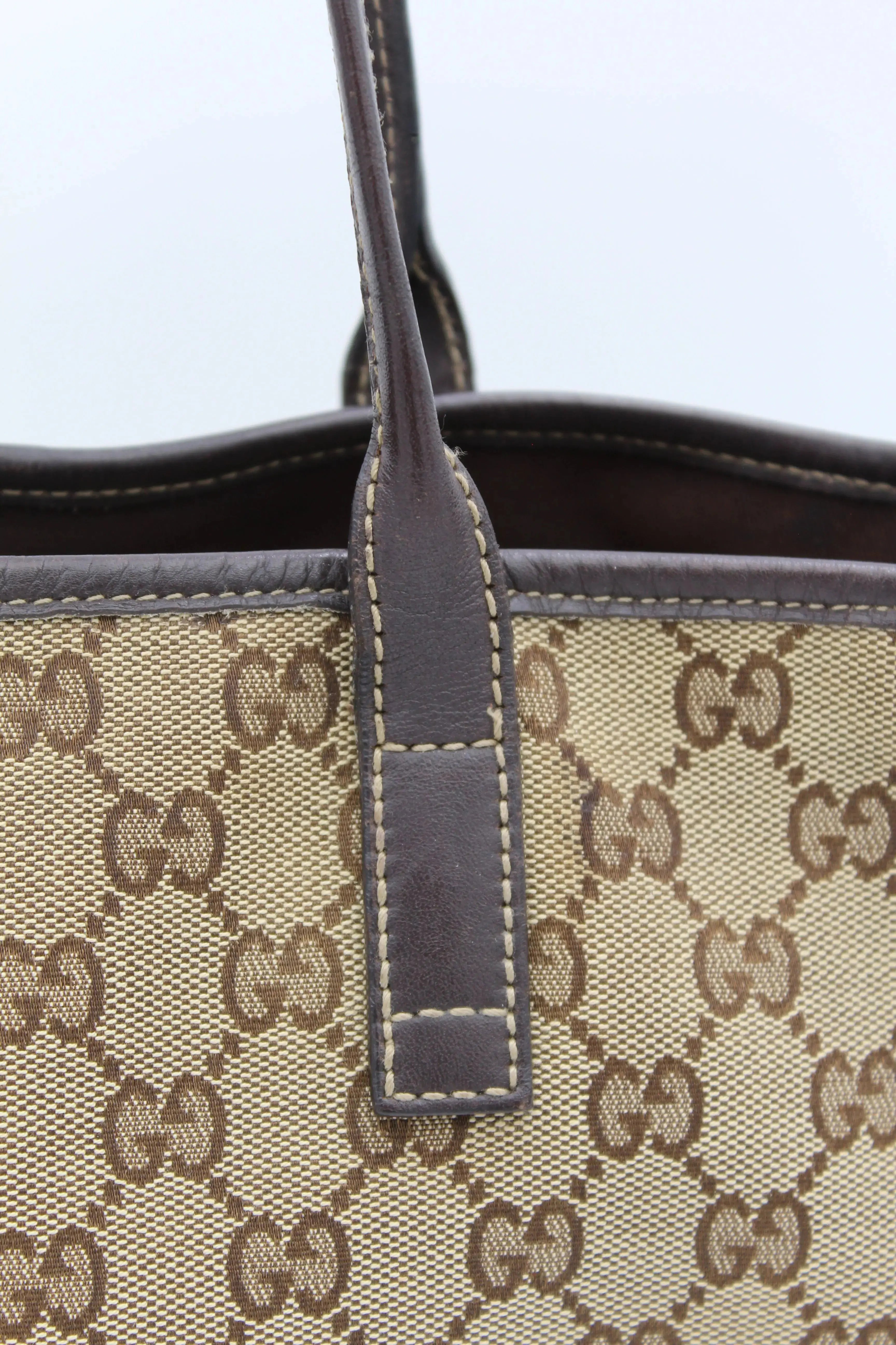 Preloved | Gucci GG Monogram Totebag i Brun med Guld Hardware Gucci